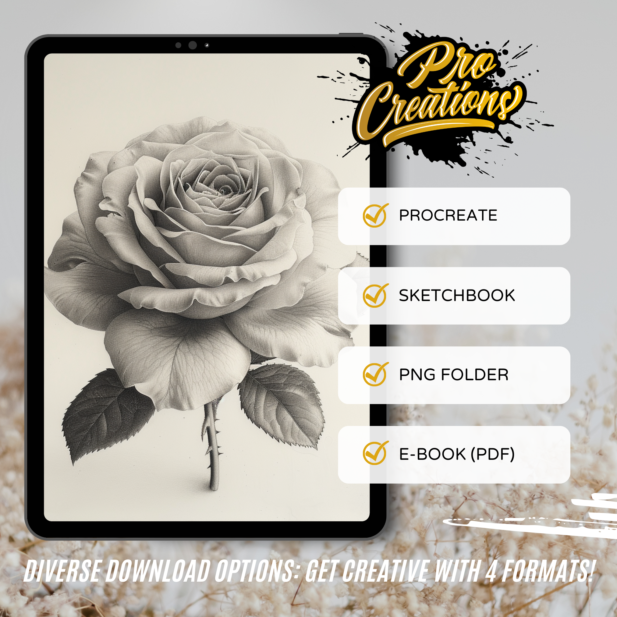 Roses Digital Design Collection: 50 Procreate & Sketchbook Images