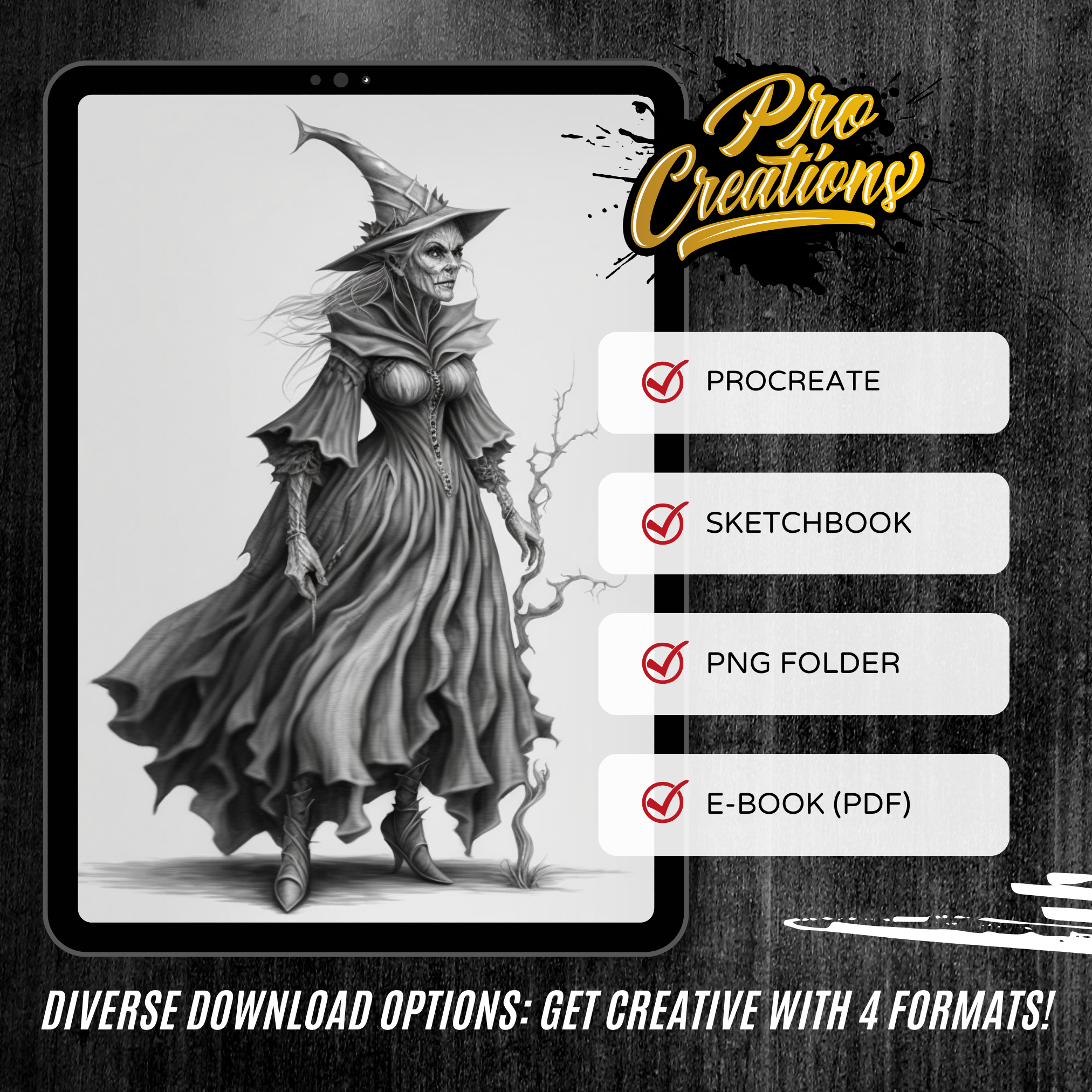 Witches Digital Horror Design Collection: 50 Procreate & Sketchbook Images