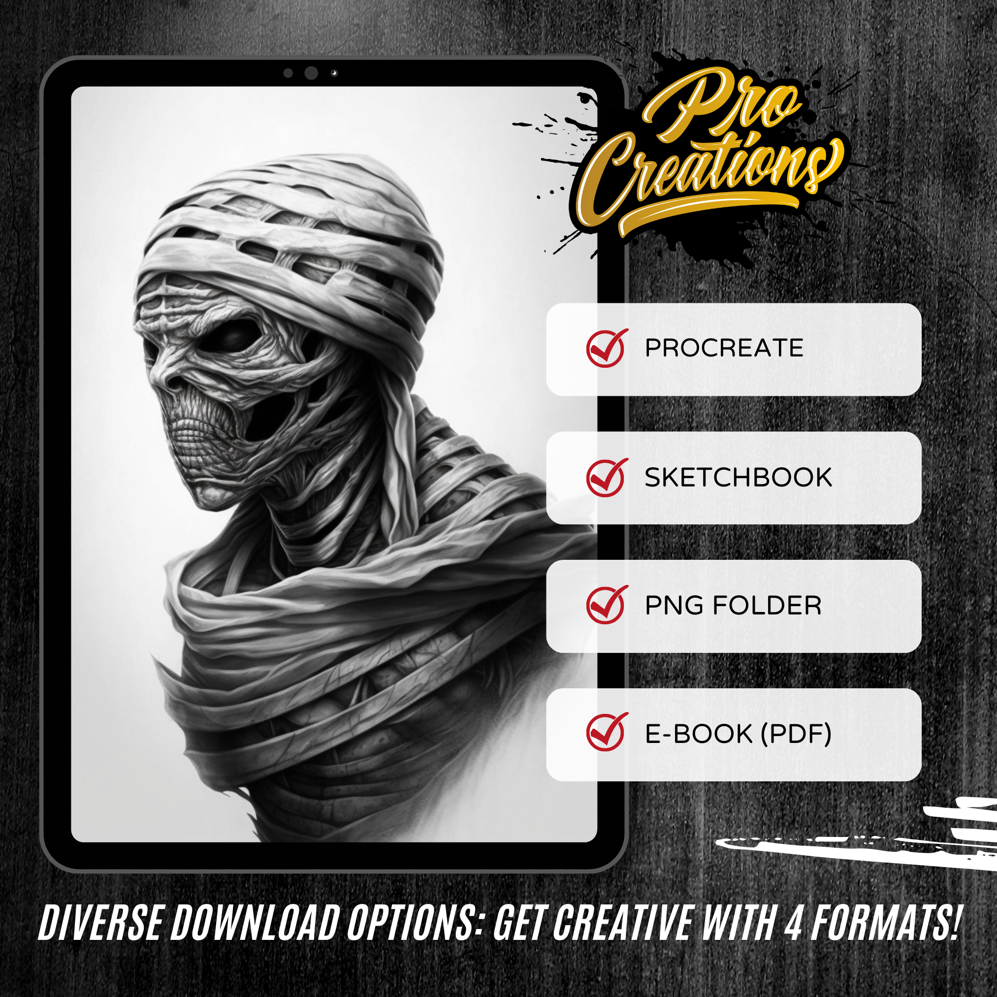 Mummies Digital Horror Design Collection: 50 Procreate & Sketchbook Images