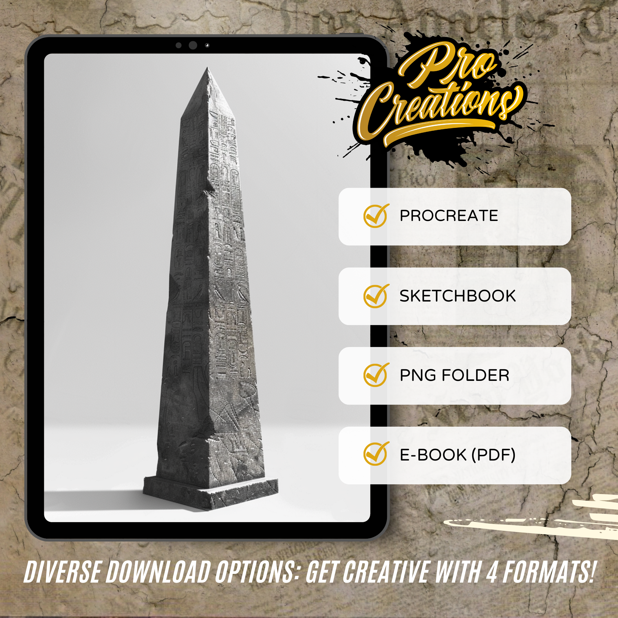 Digitale Designsammlung zum alten Ägypten: 100 Procreate- und Skizzenbuchbilder