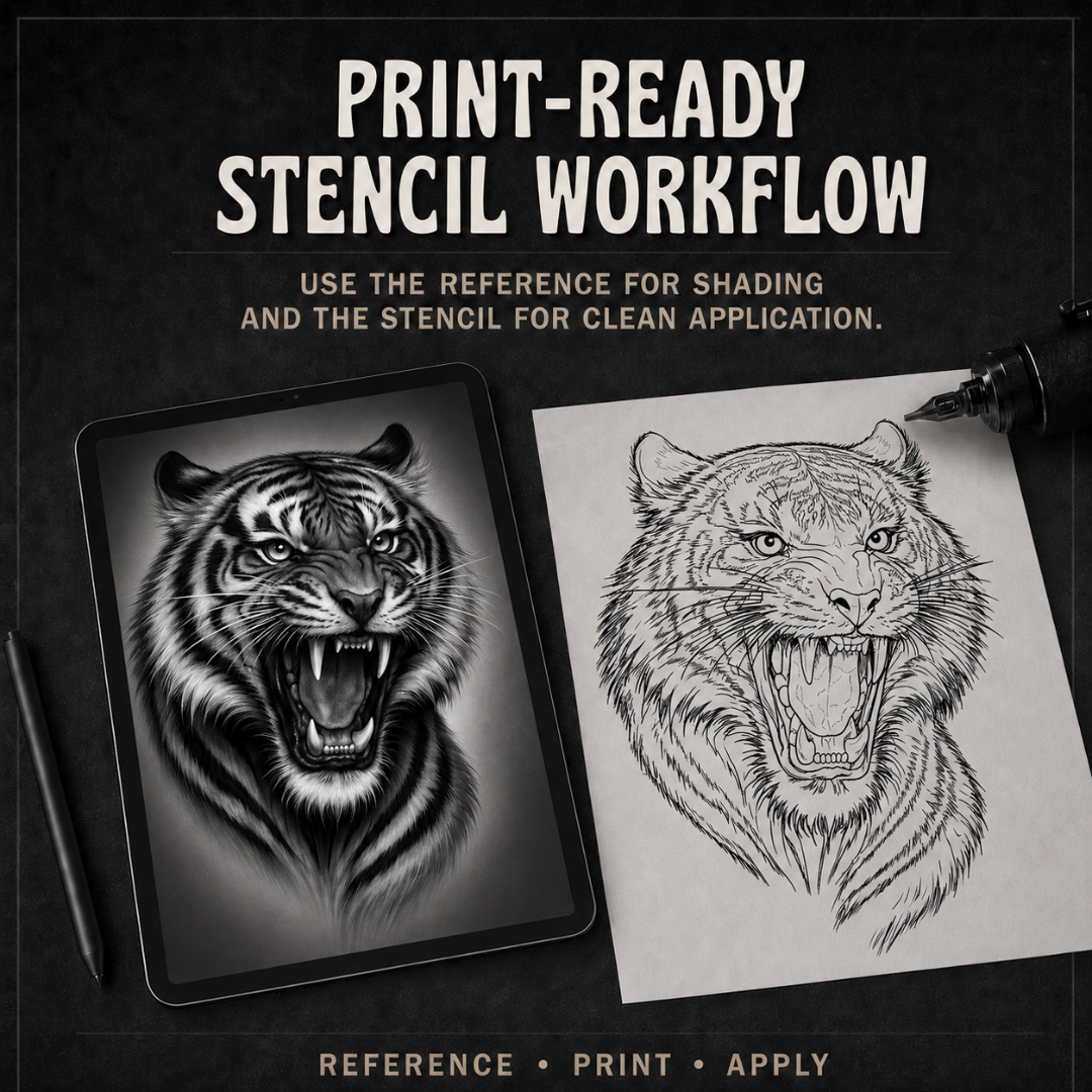 Tigers Procreate tattoo brush stamp set — design 9