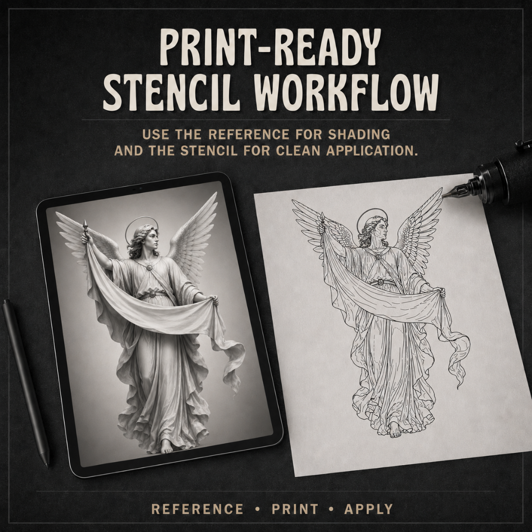 Angels Procreate tattoo brush stamp set — design 9