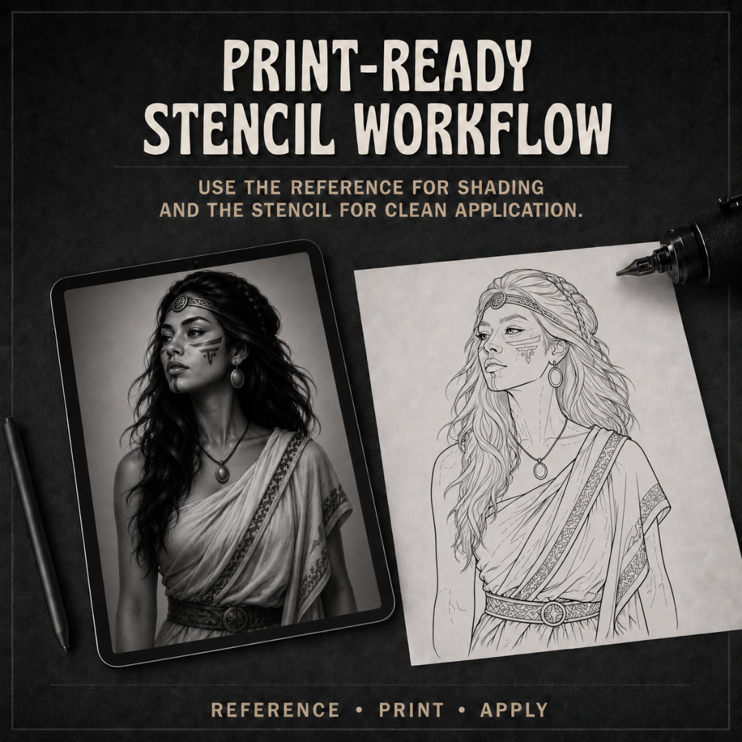 Aztec Women Procreate tattoo brush stamp set — design 9