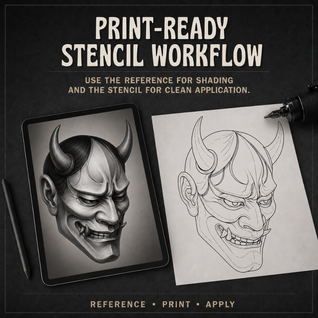 Hanya Masks Procreate tattoo brush stamp set — design 9