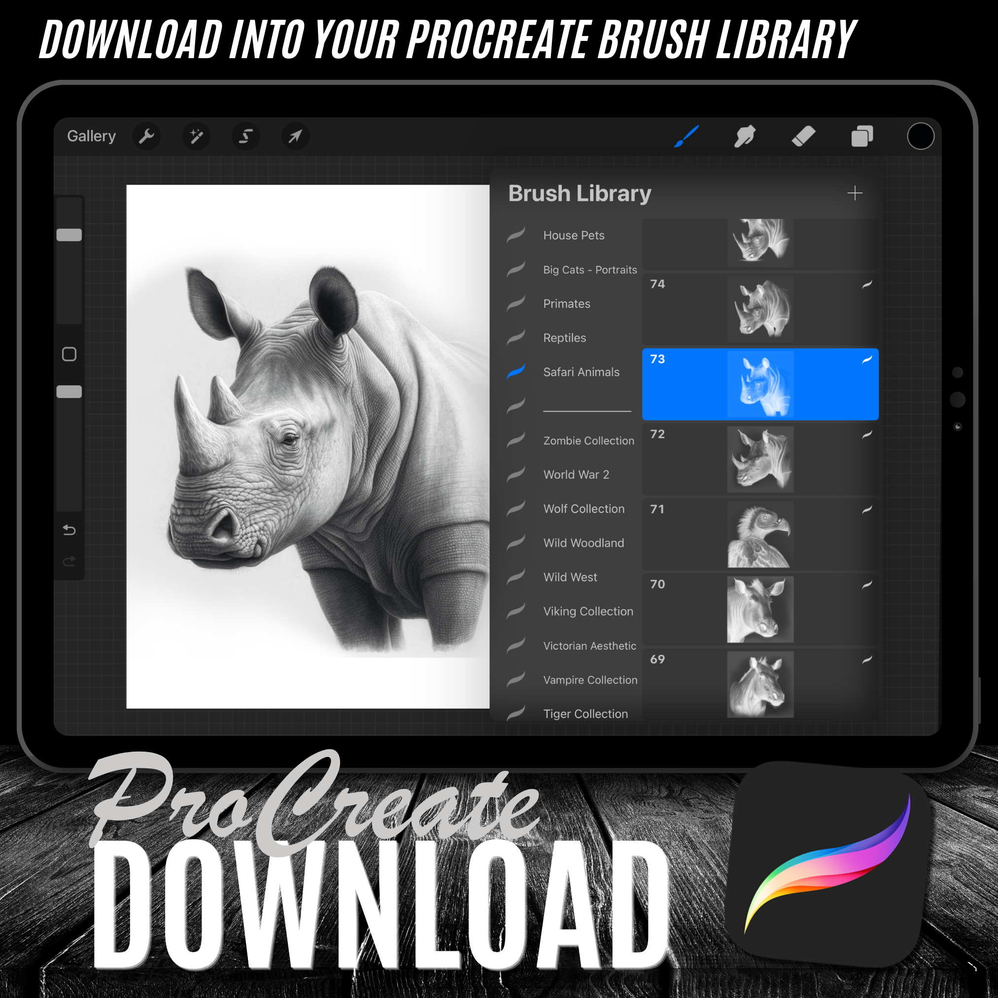 Safari Animals Digital Reference Design Collection: 100 Procreate & Sketchbook Images