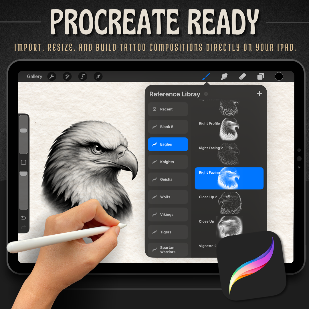 Eagles Procreate tattoo brush stamp set — design 7