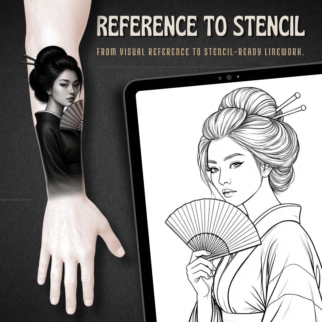 Geisha Girls Procreate tattoo brush stamp set — design 3