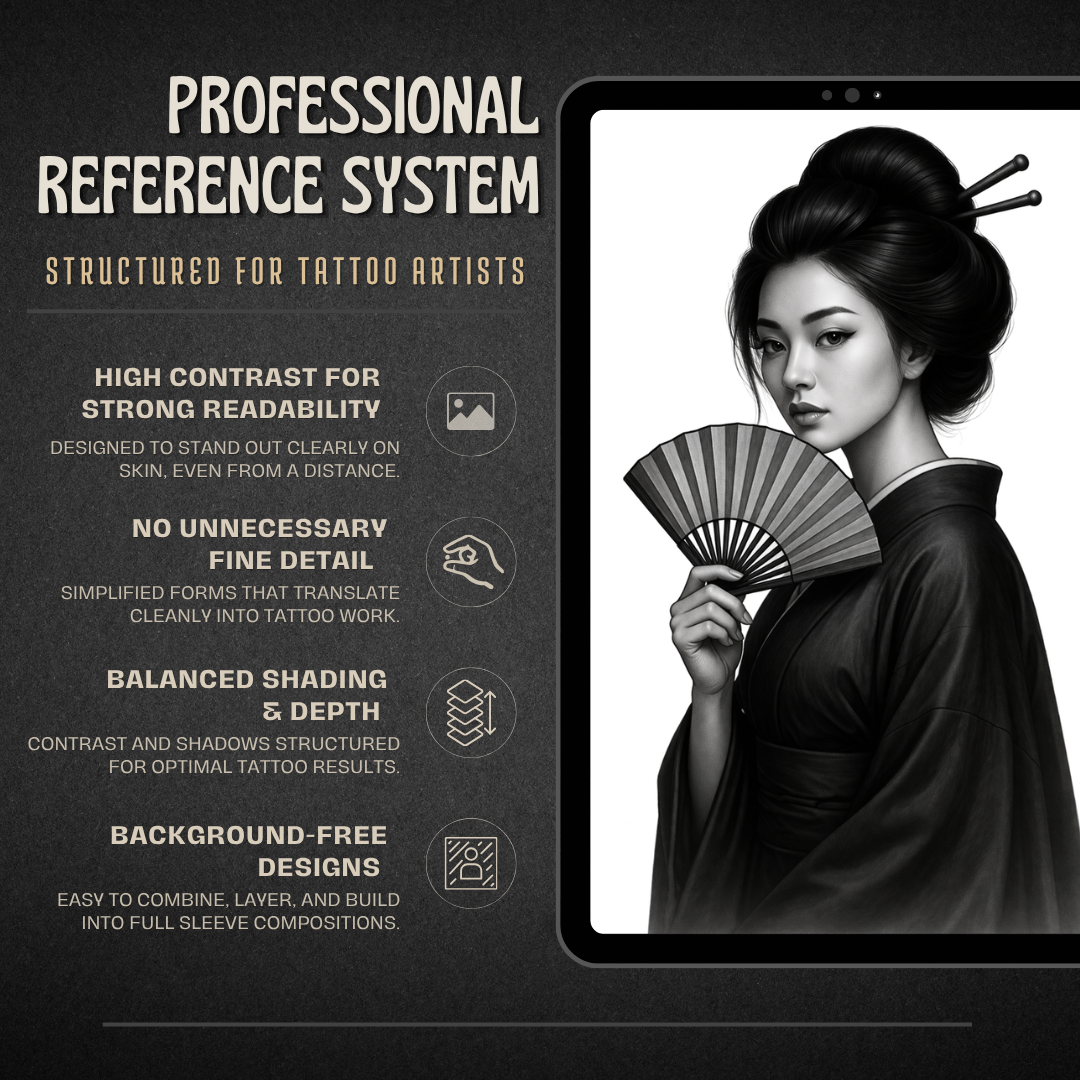 Geisha Girls Procreate tattoo brush stamp set — design 5