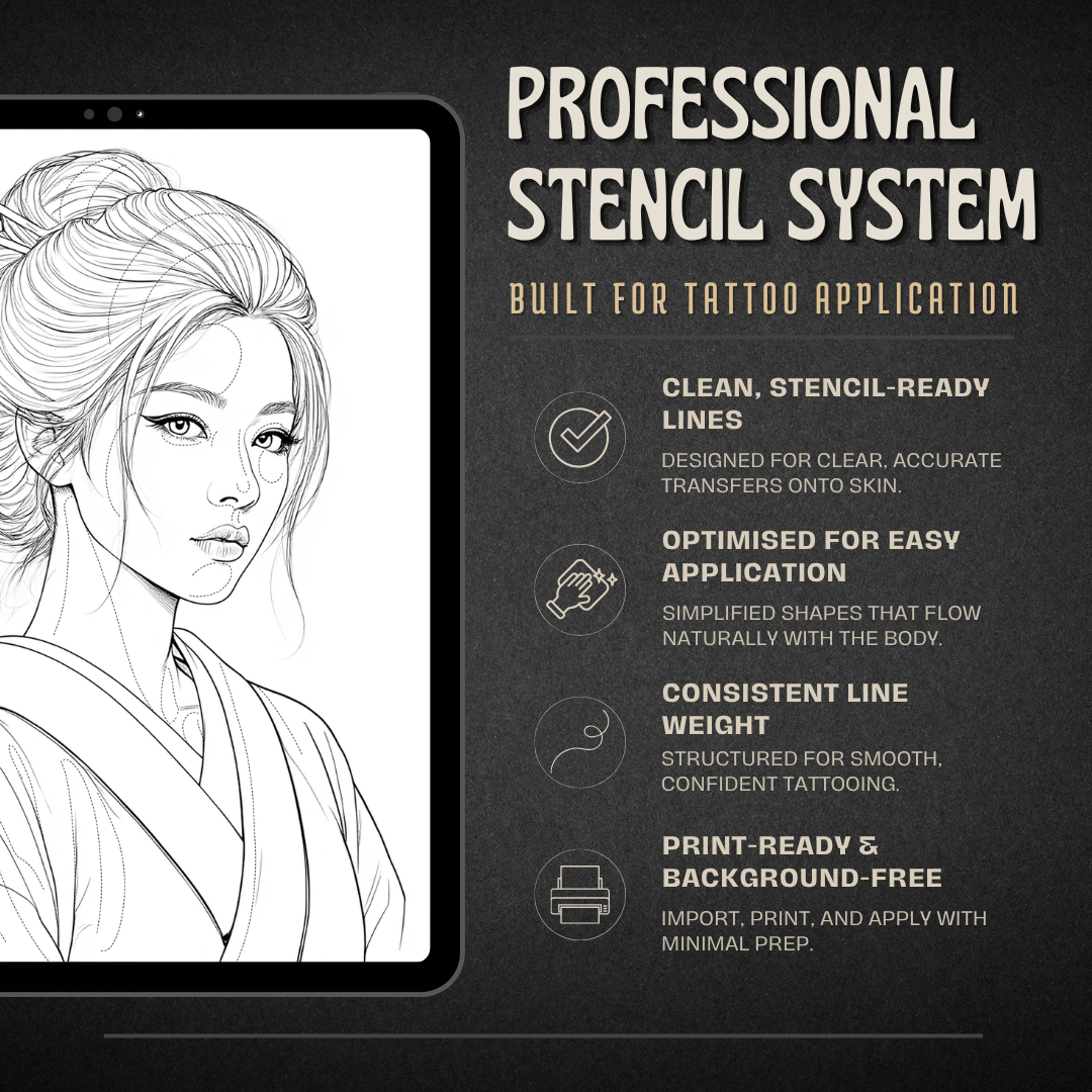 Geisha Girls Procreate tattoo brush stamp set — design 6