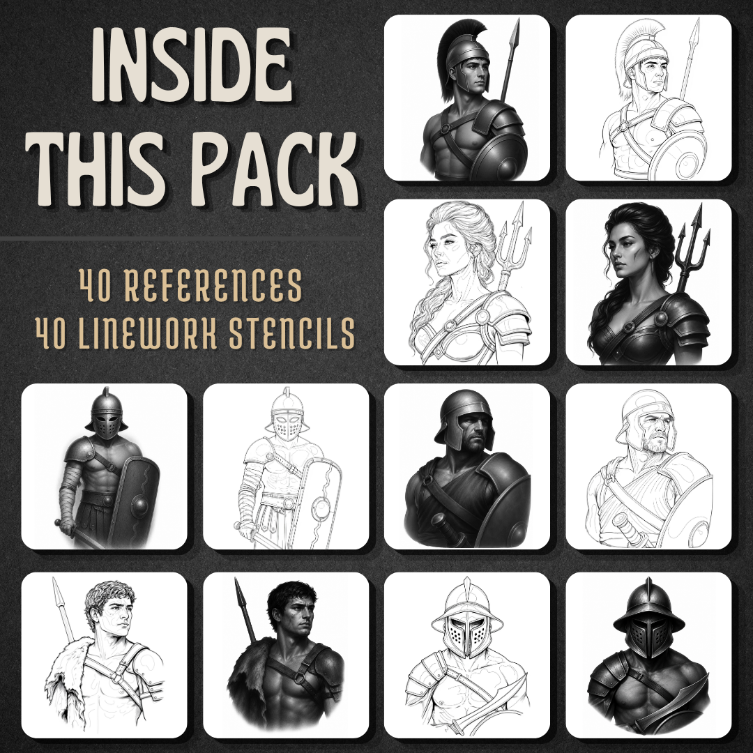 Gladiators Procreate tattoo brush stamp set — design 2