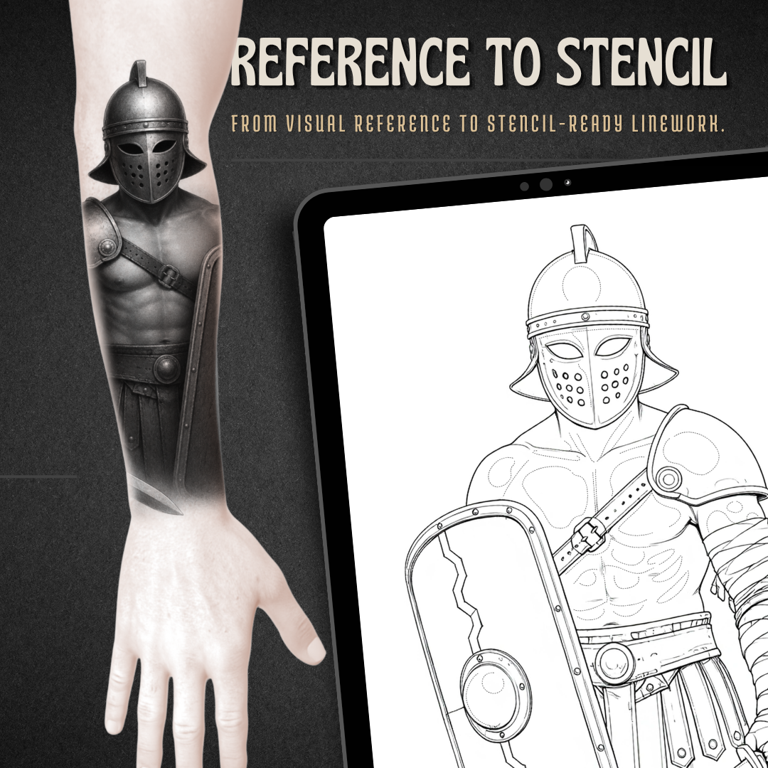 Gladiators Procreate tattoo brush stamp set — design 3