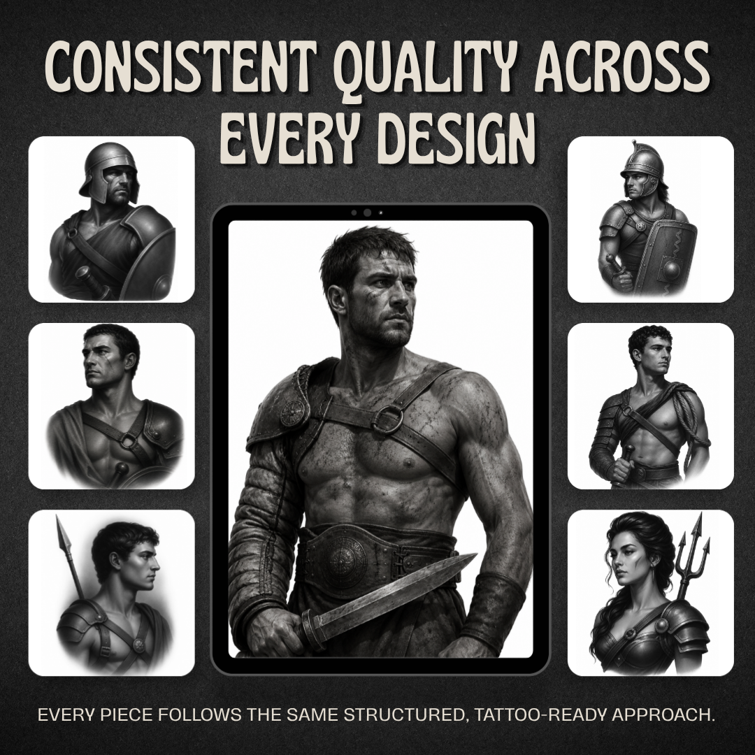 Gladiators Procreate tattoo brush stamp set — design 8