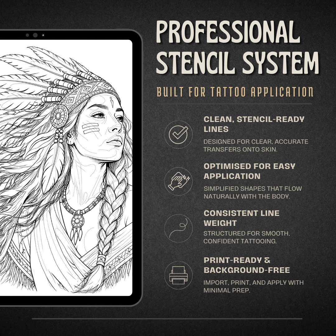 Indigenous Women Procreate tattoo brush stamp set — design 6