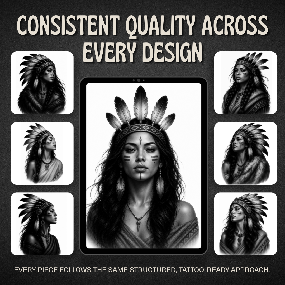 Indigenous Women Procreate tattoo brush stamp set — design 8