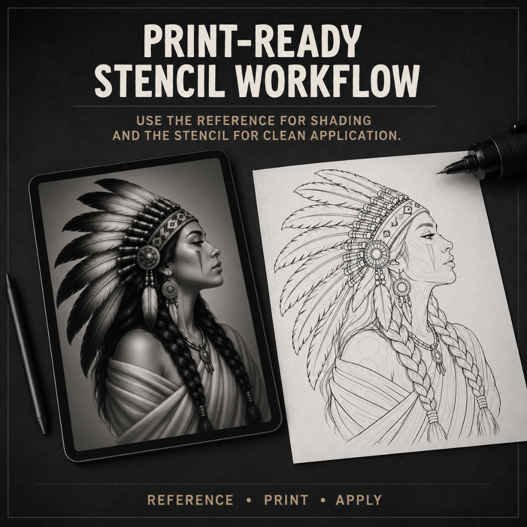 Indigenous Women Procreate tattoo brush stamp set — design 9