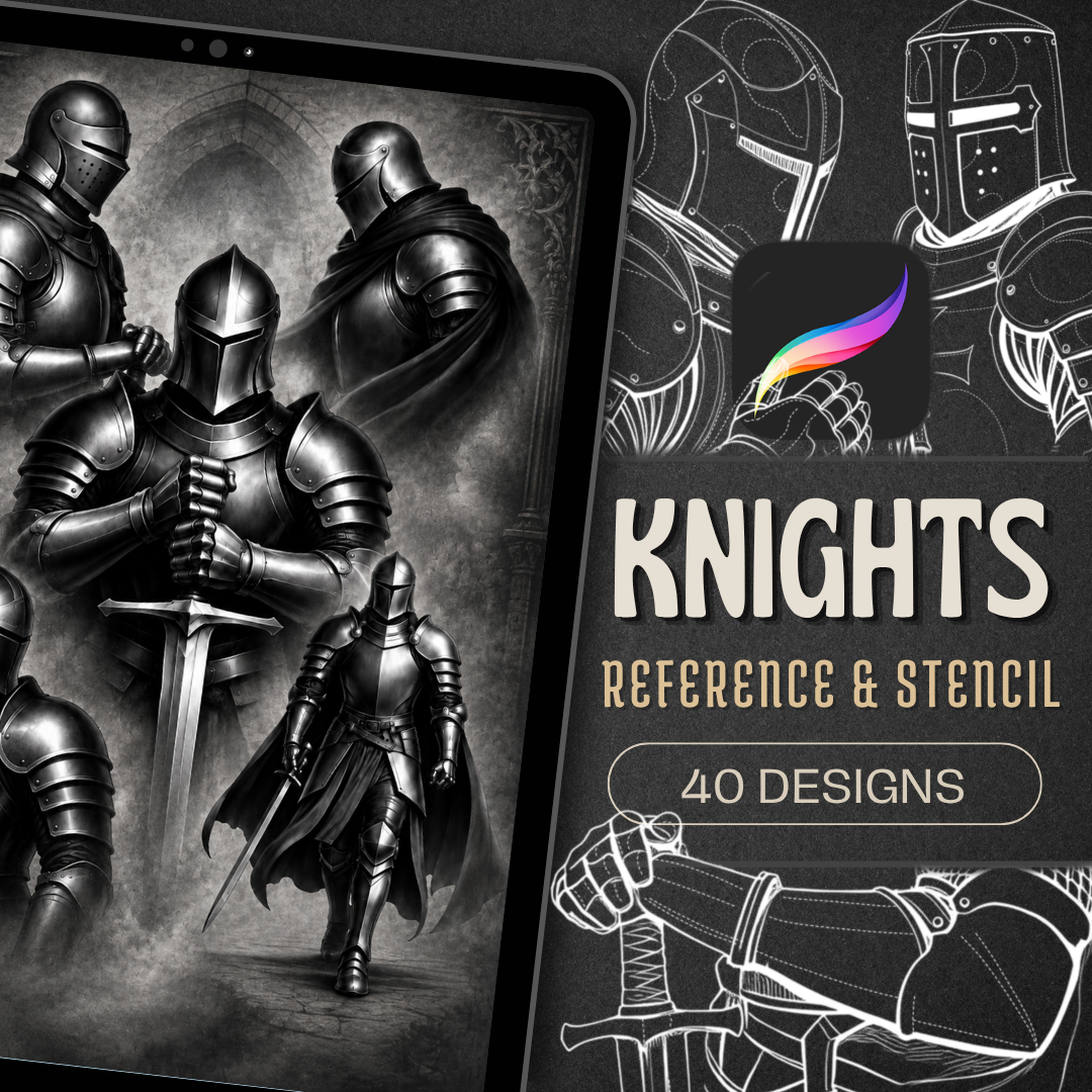 Knights Procreate tattoo brush stamp set — design 1