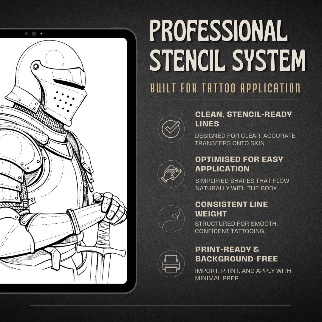 Knights Procreate tattoo brush stamp set — design 6