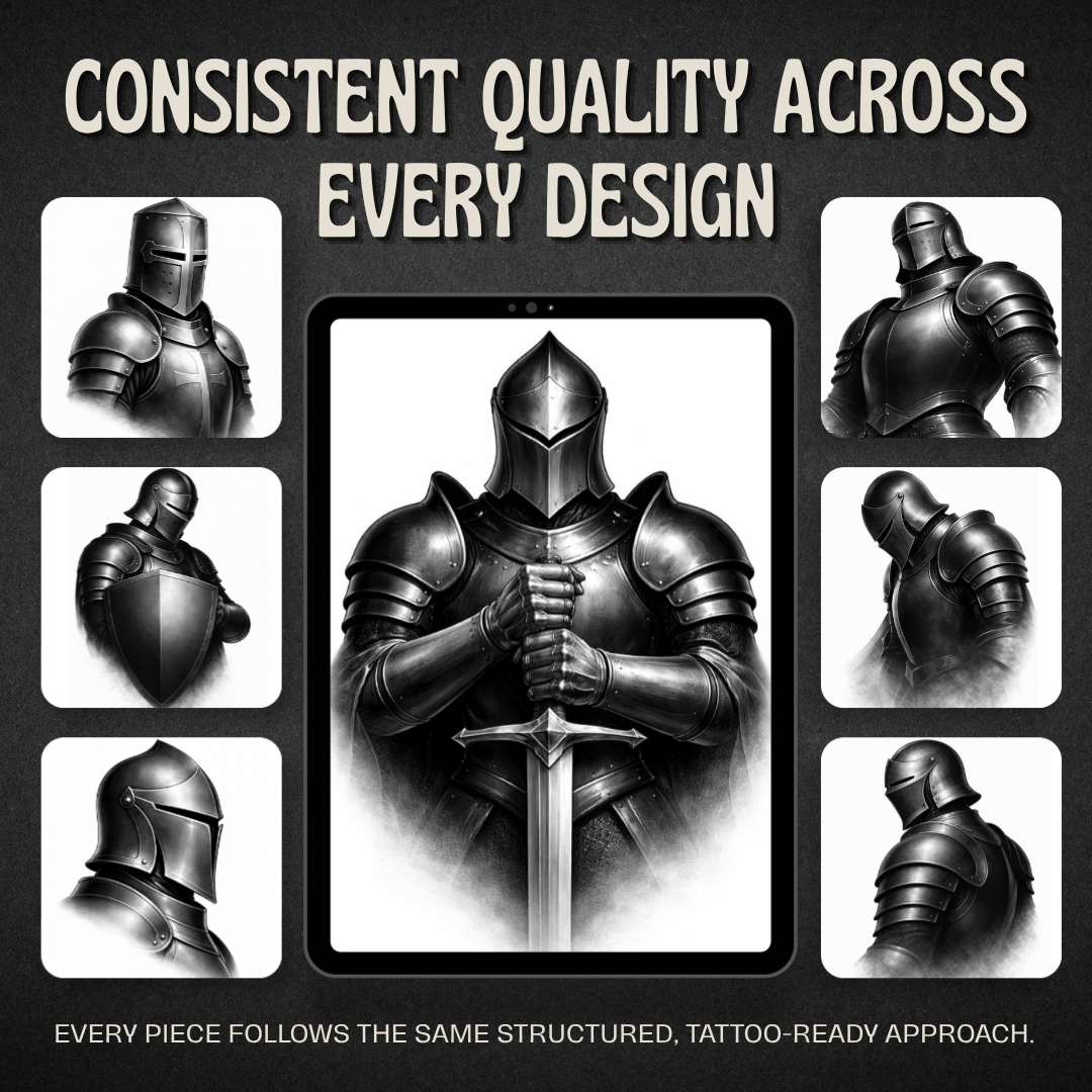 Knights Procreate tattoo brush stamp set — design 8