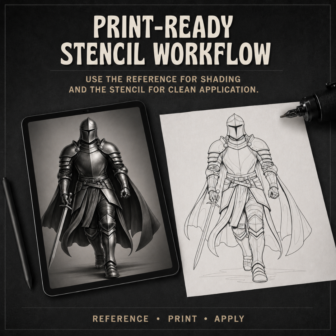Knights Procreate tattoo brush stamp set — design 9