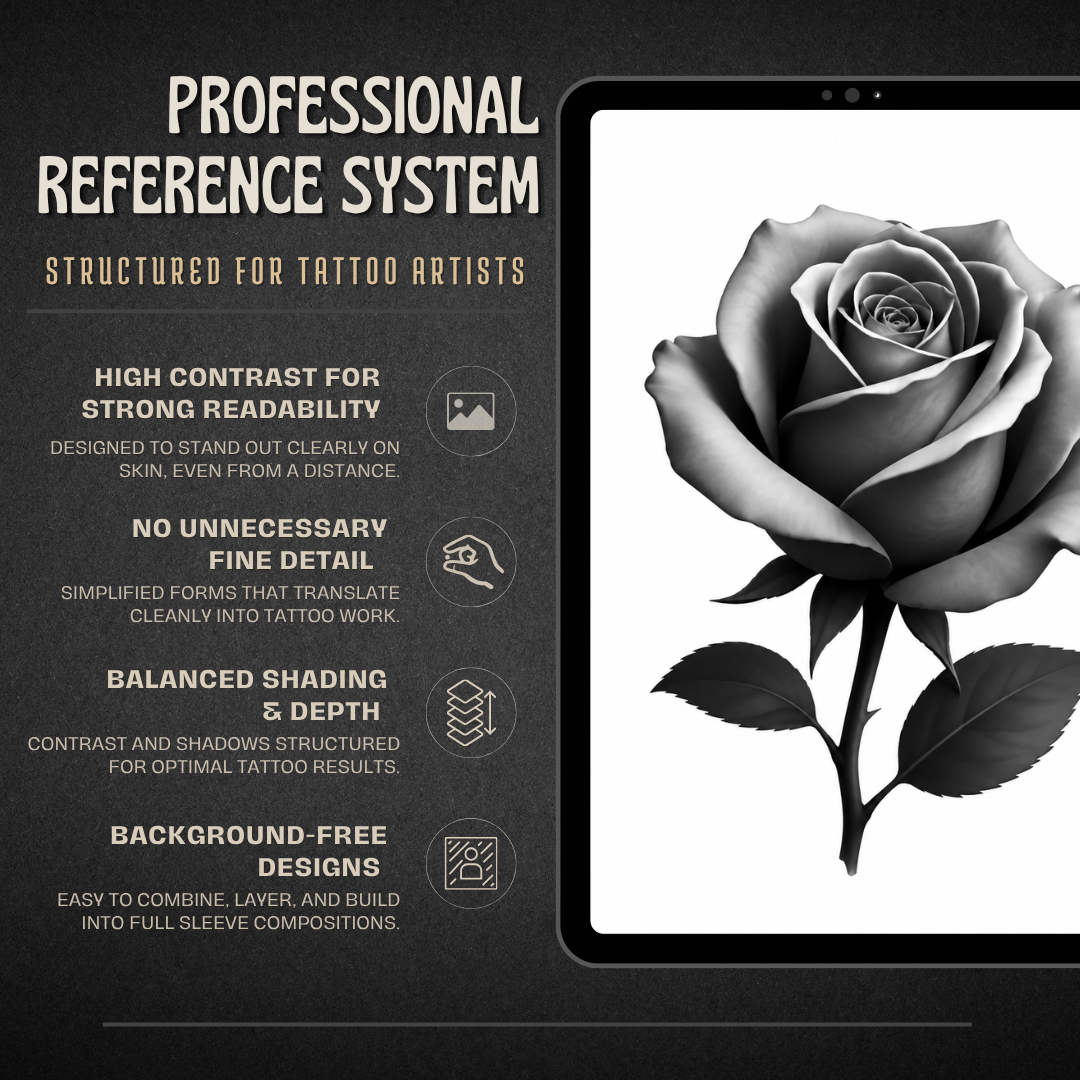 Roses Procreate tattoo brush stamp set — design 5