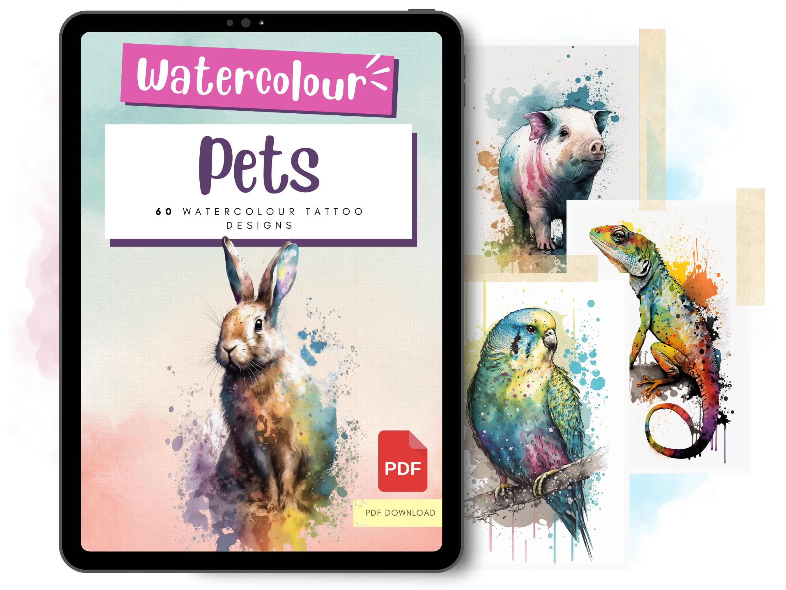 Pets Watercolour Tattoo Designs | PDF Reference Designs for Tattoos