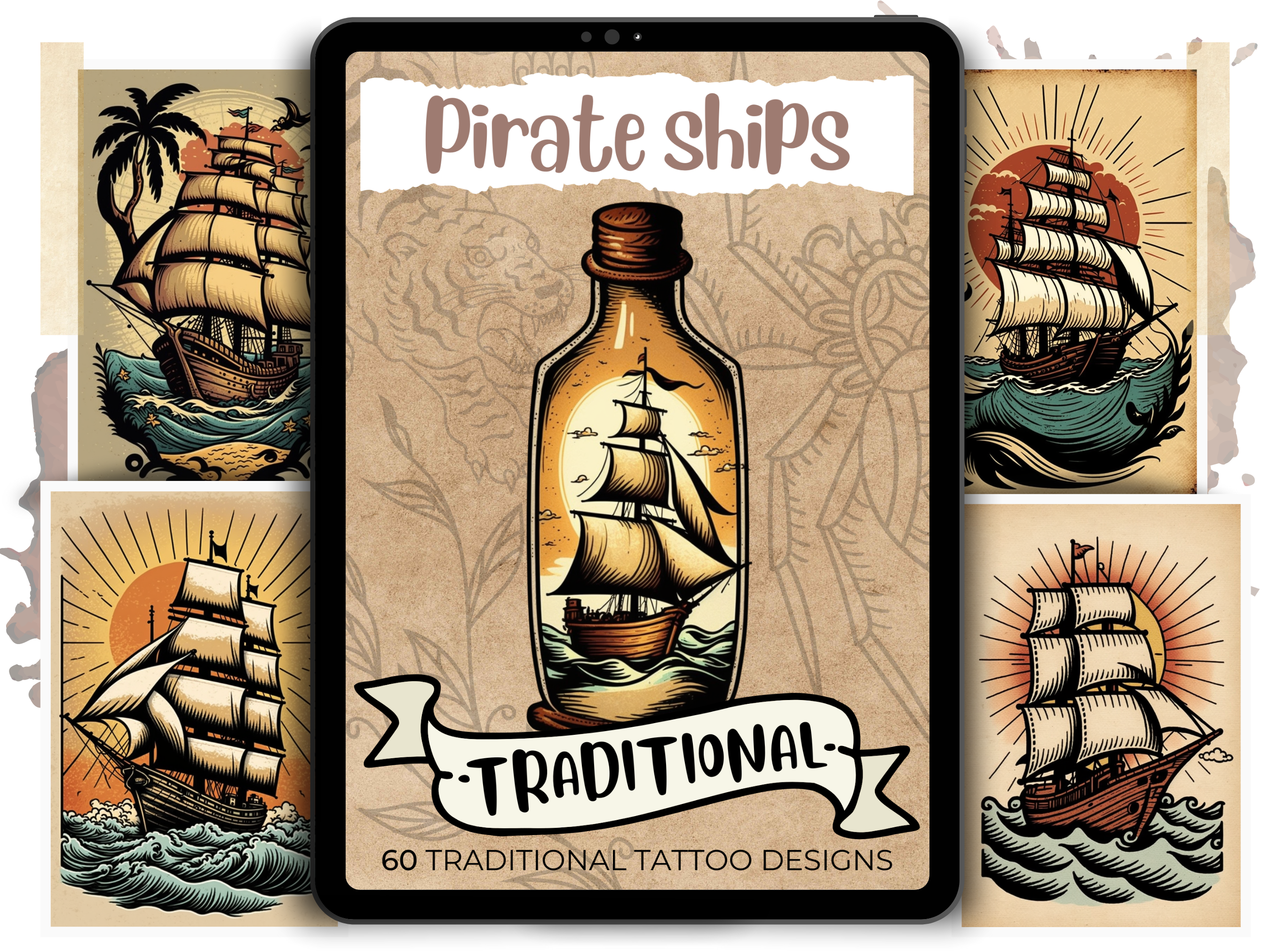 Pirate Ships Traditional Tattoo Designs | PDF Reference Designs for Tattoos