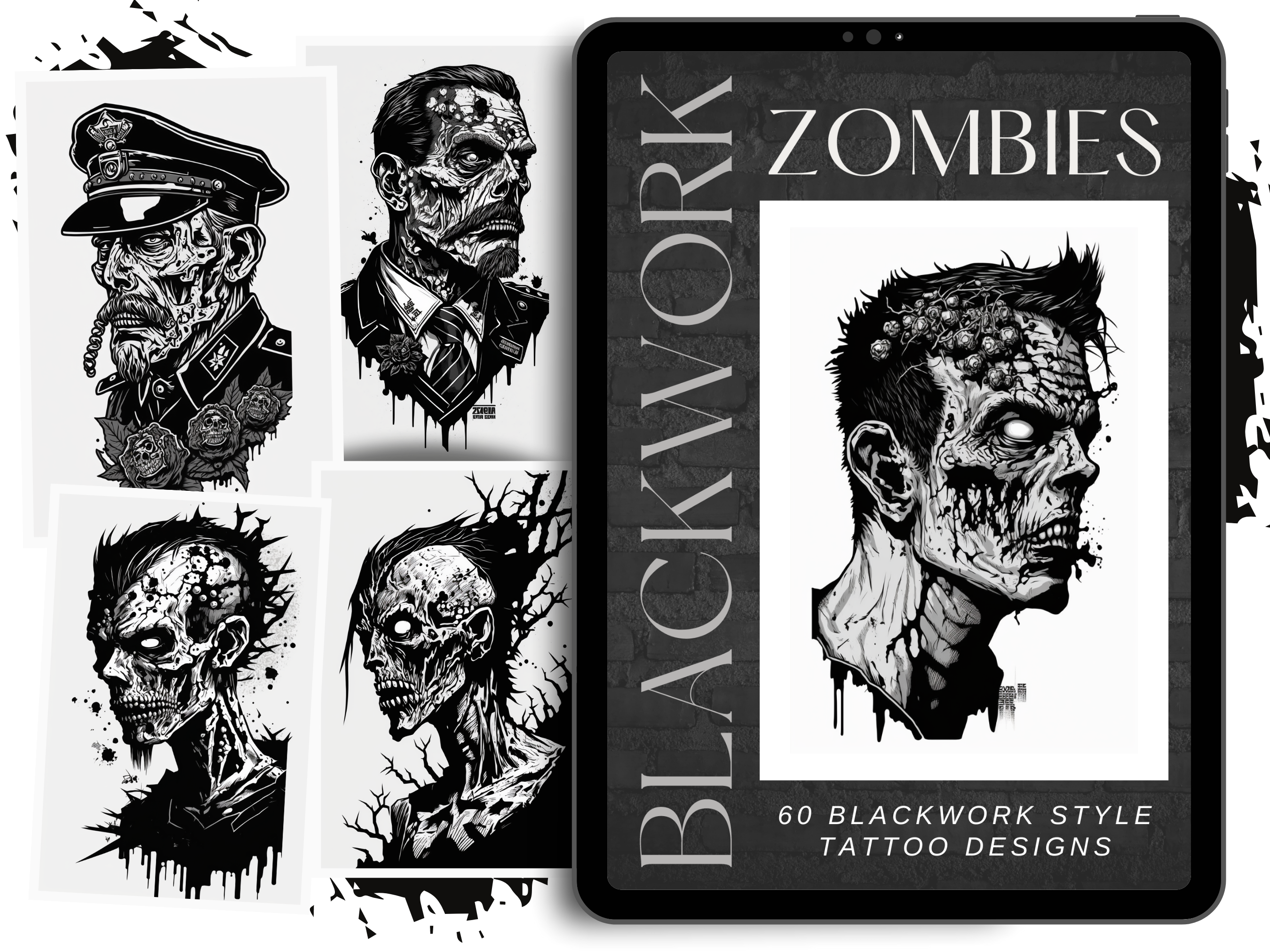 Zombies Blackwork Tattoo Designs | PDF Reference Designs for Tattoos