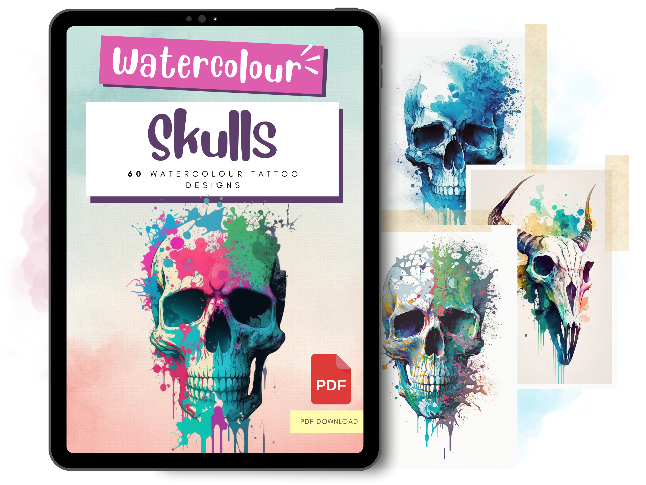 Skulls Watercolour Tattoo Designs | PDF Reference Designs for Tattoos