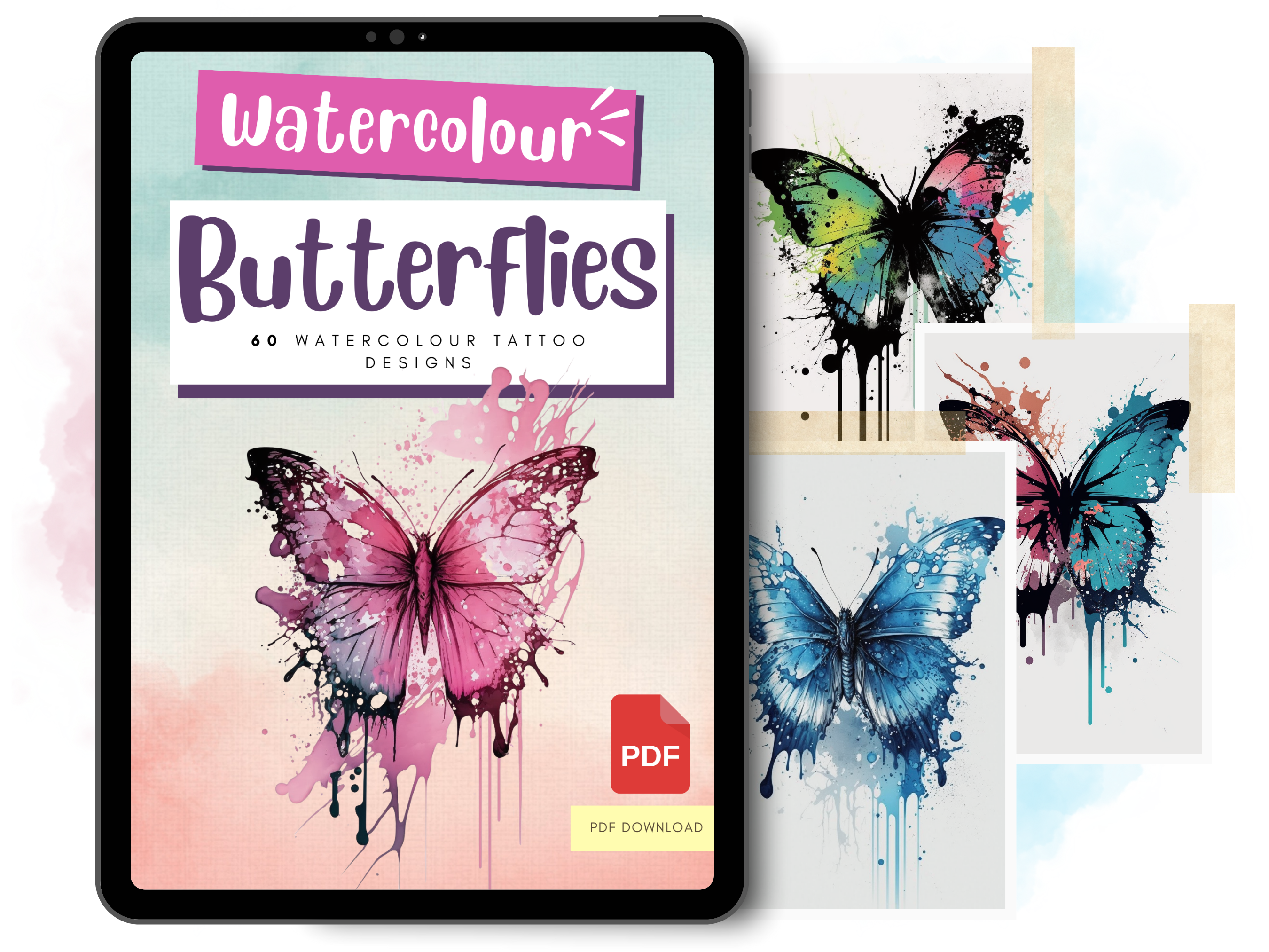 Schmetterling Aquarell Tattoo-Designs | PDF-Referenzdesigns für Tattoos