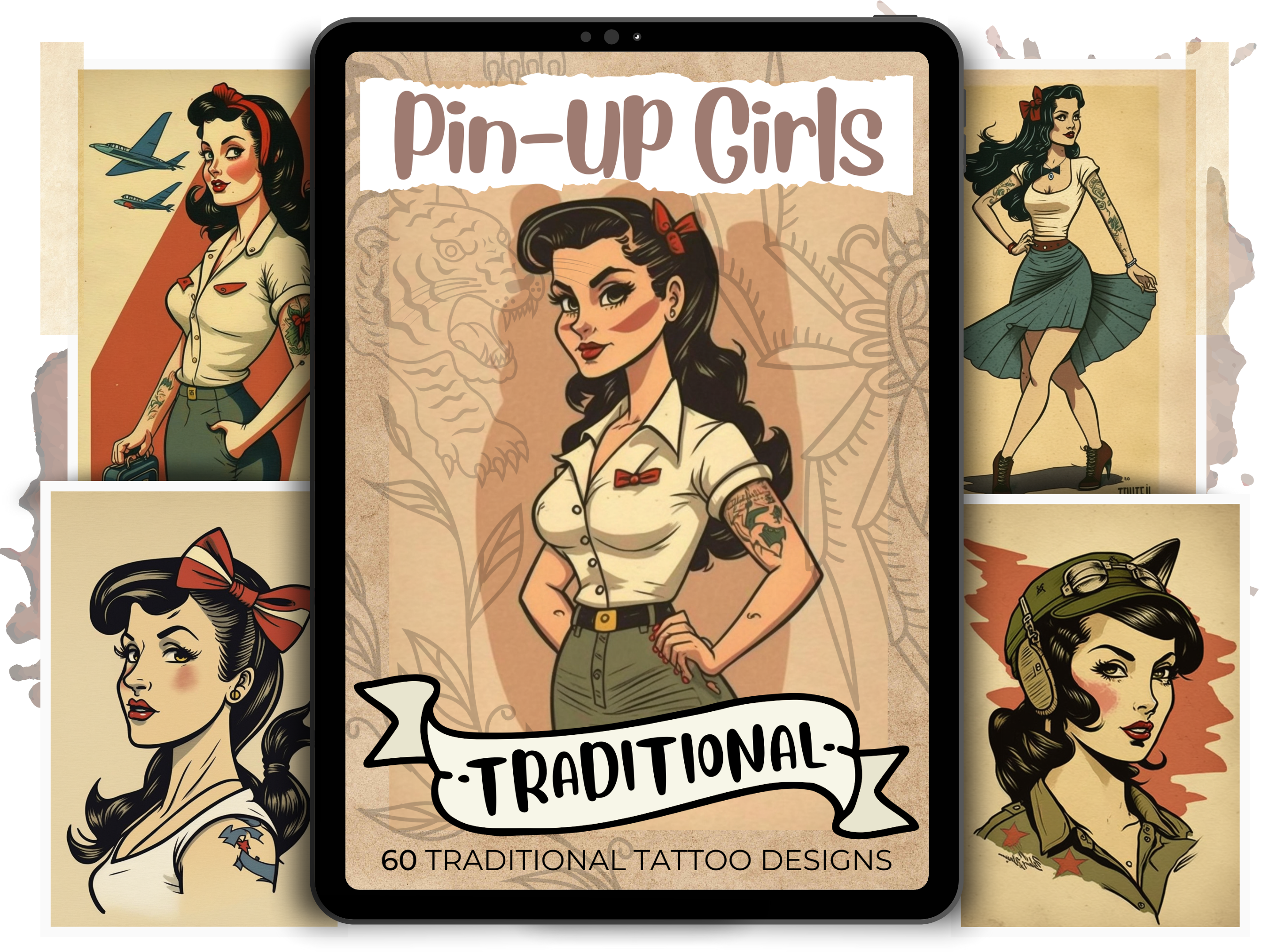 Pin-up Girls Traditional Tattoo Designs | PDF Reference Designs for Tattoos