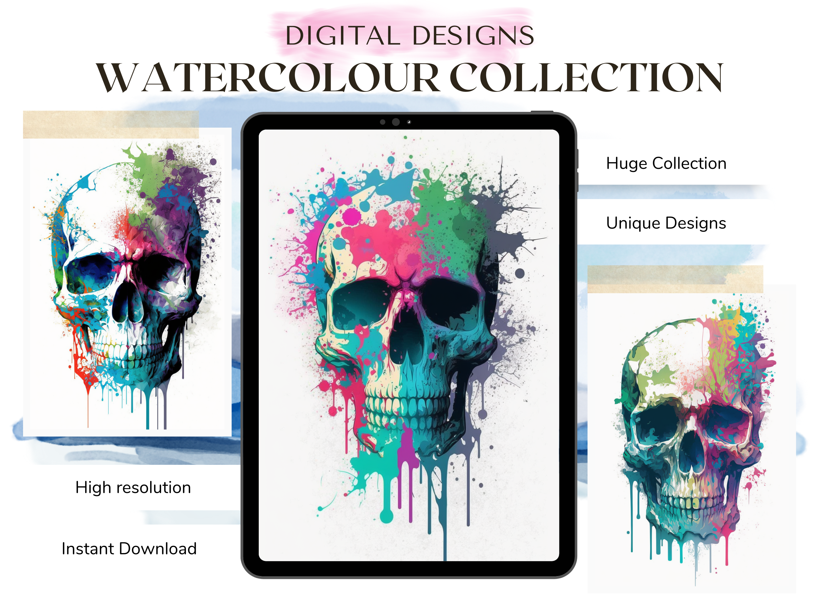 Skulls Watercolour Tattoo Designs | PDF Reference Designs for Tattoos