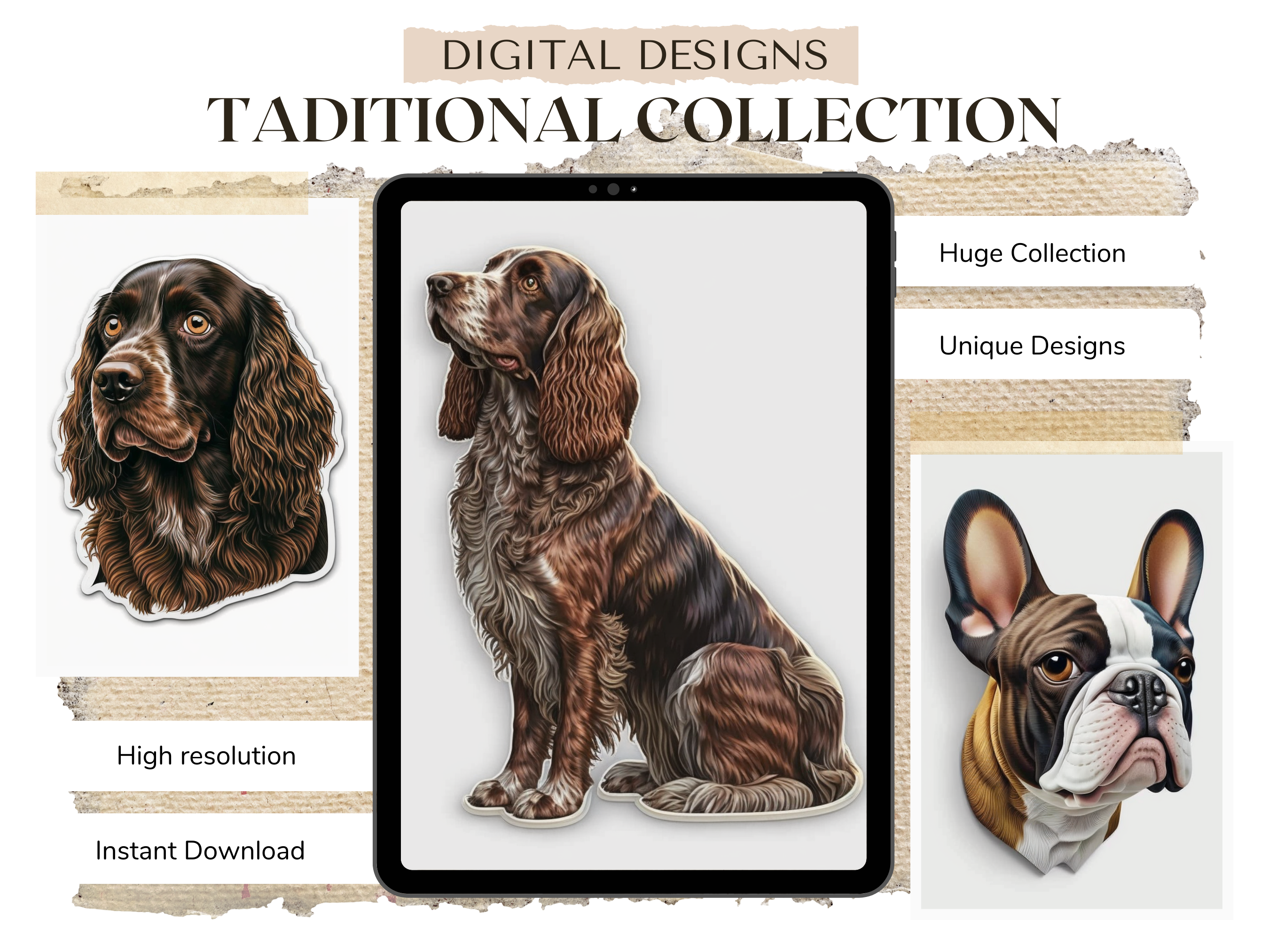 Pet Dogs Digital Downloadable Sticker Designs | PDF Reference Designs for Tattoos