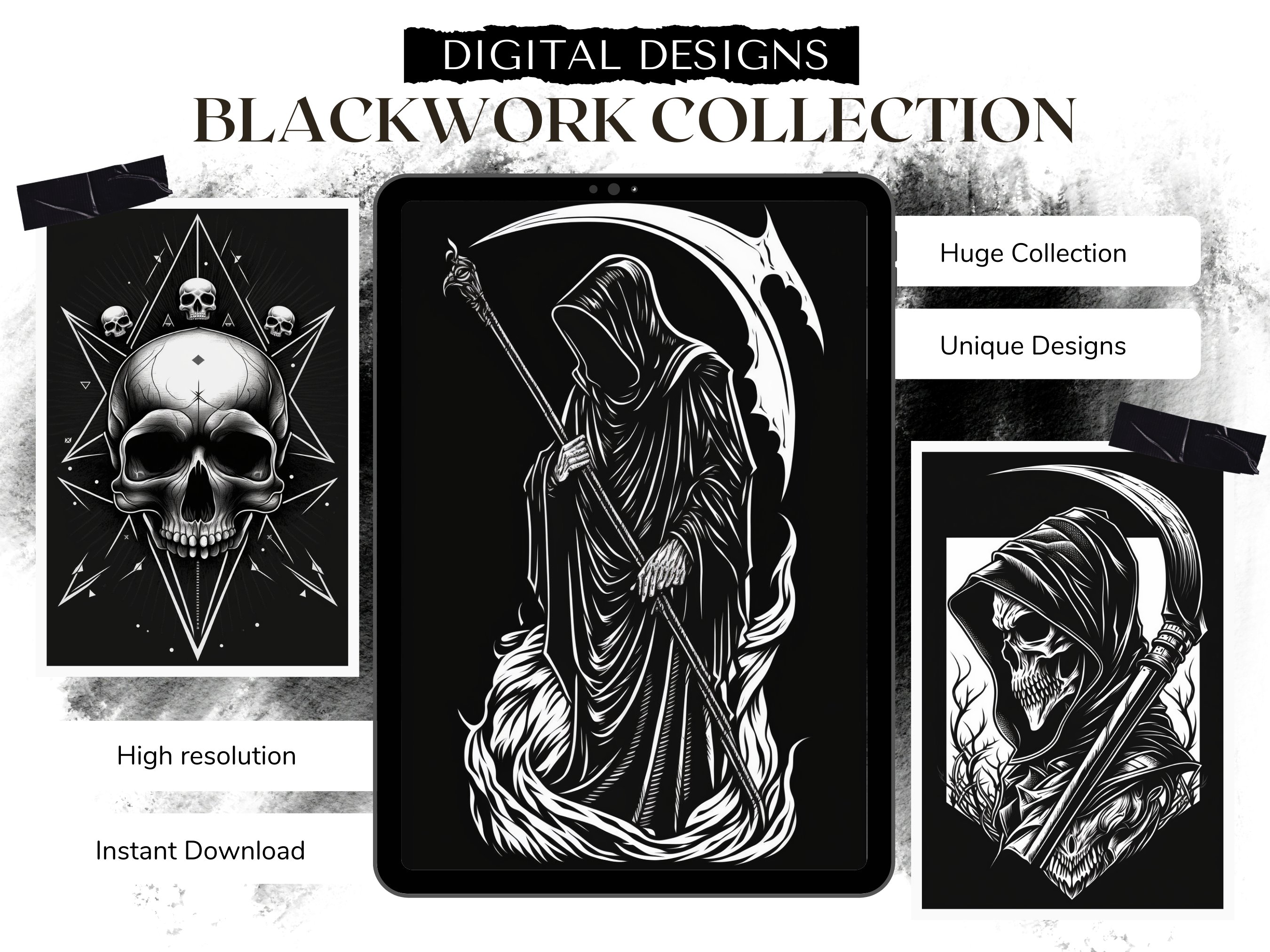 Skulls Blackwork Tattoo Designs | PDF Reference Designs for Tattoos