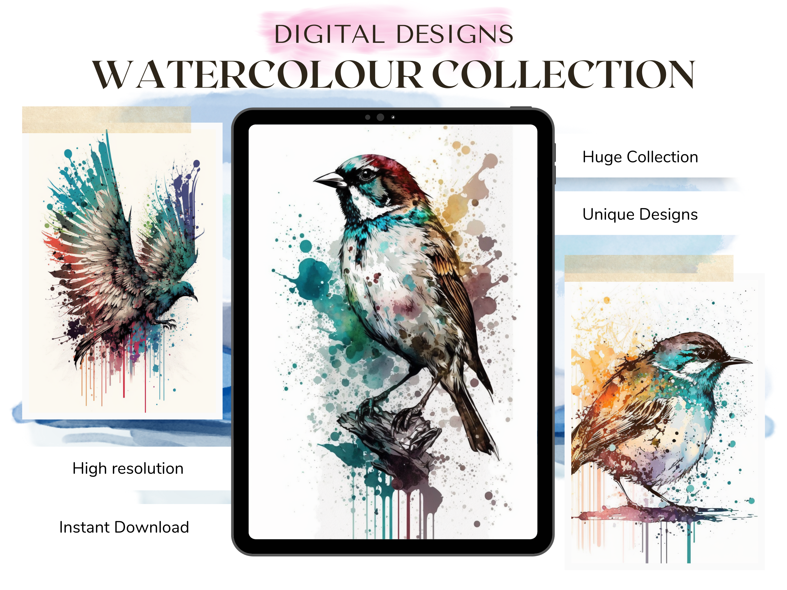 Little birds Watercolour Tattoo Designs | PDF Reference Designs for Tattoos