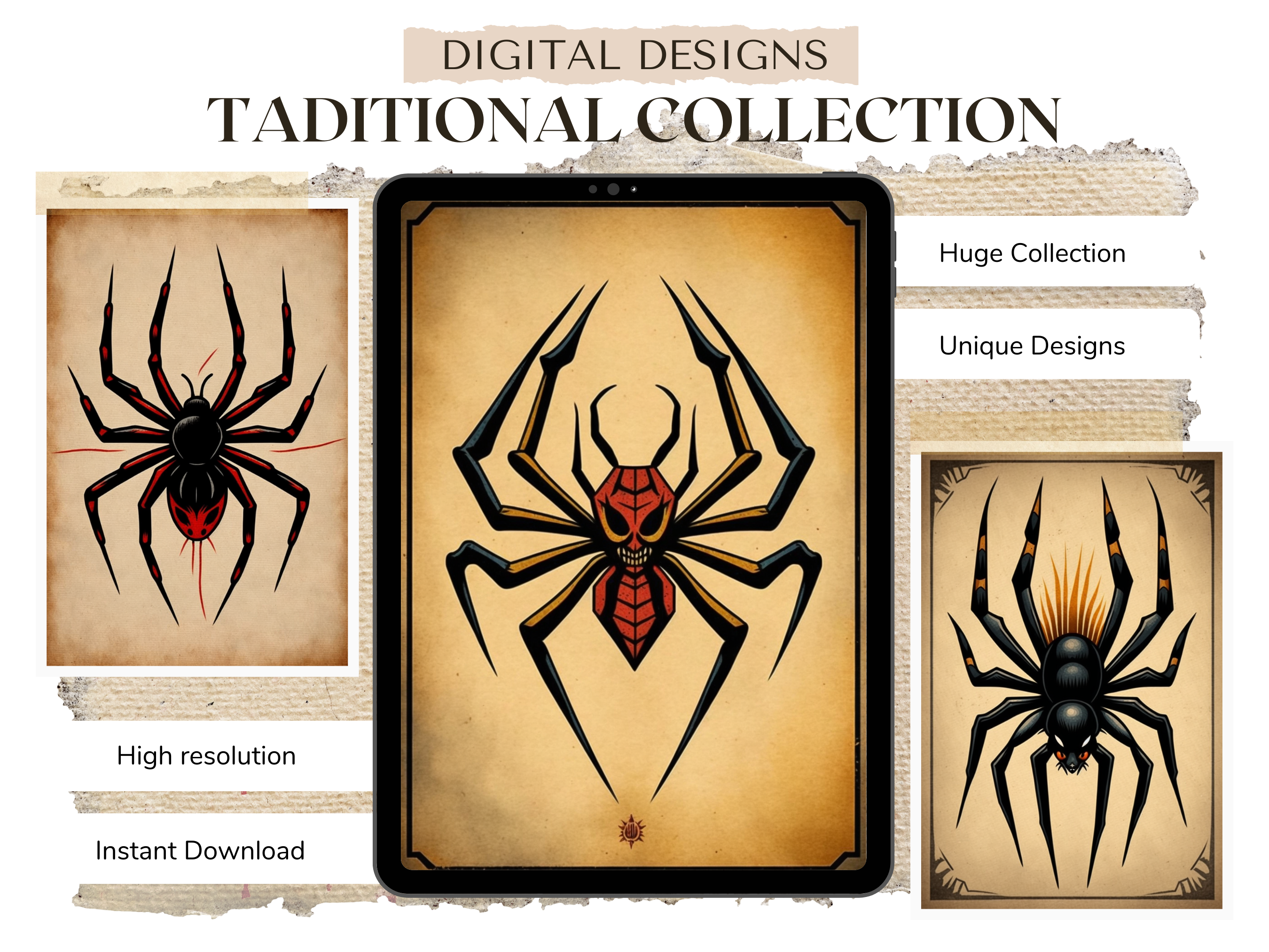 Spiders Traditional Tattoo Designs | PDF Reference Designs for Tattoos
