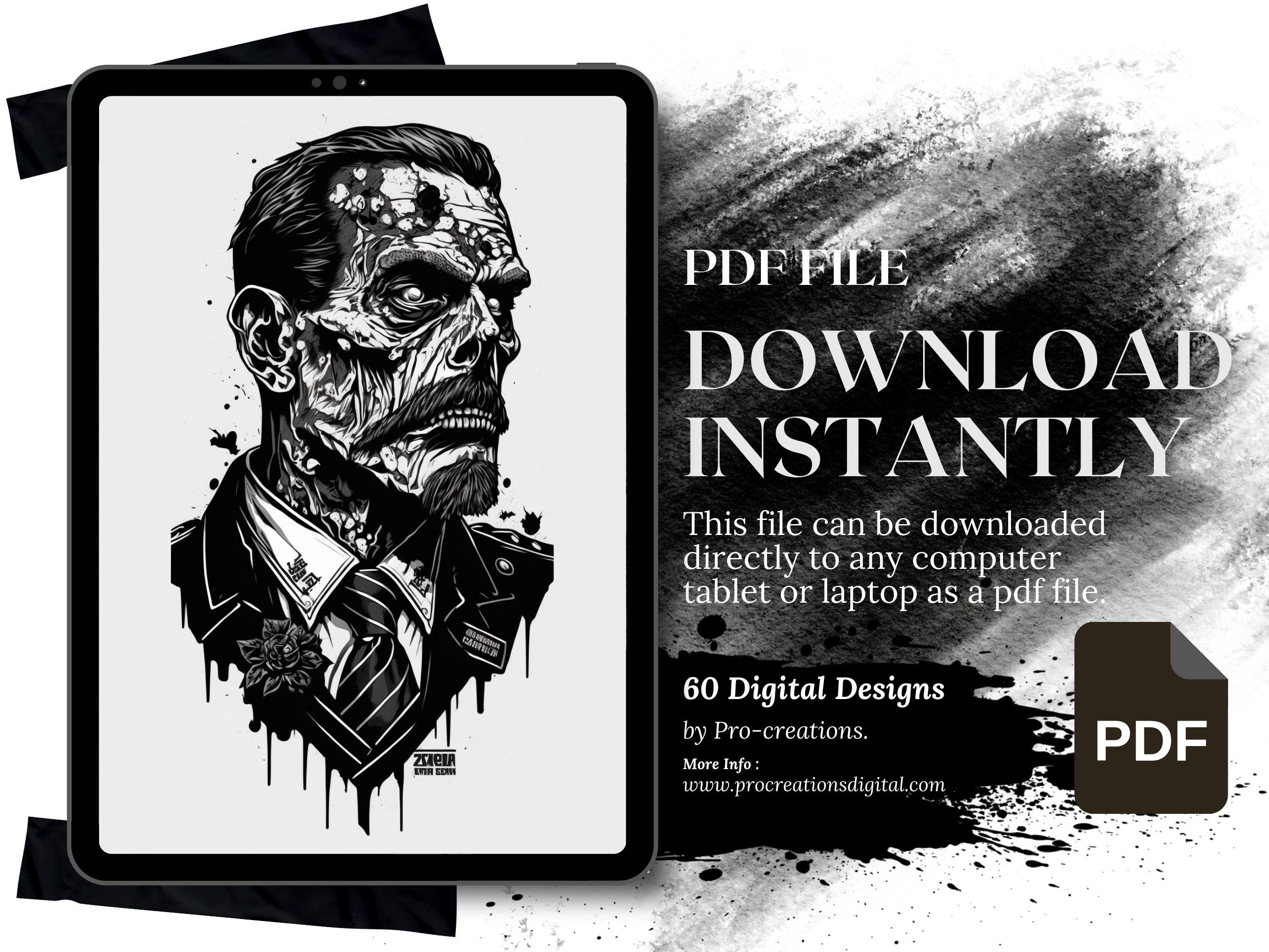 Zombies Blackwork Tattoo Designs | PDF Reference Designs for Tattoos