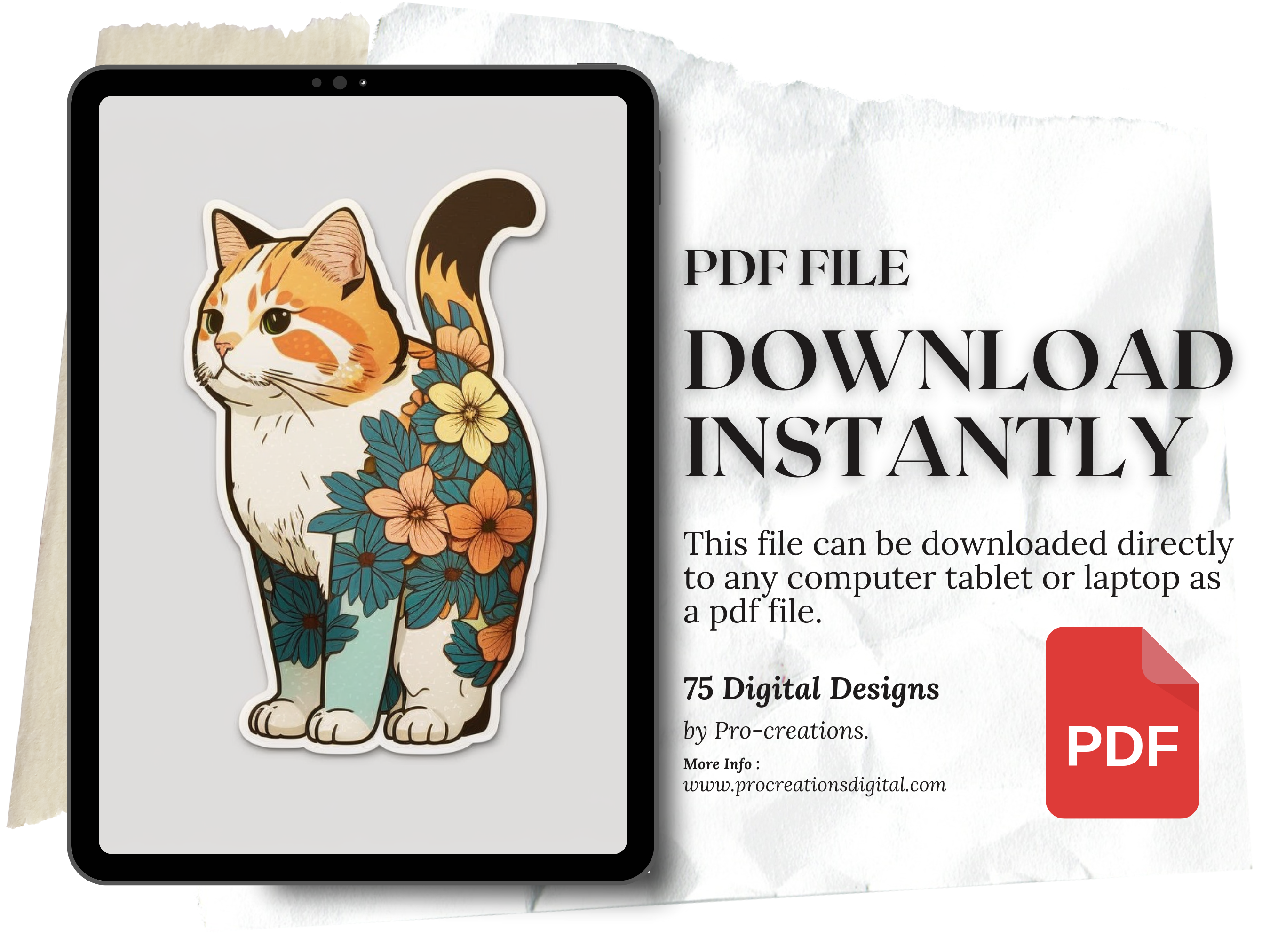 Pet Cats Digital Downloadable Sticker Designs | PDF Reference Designs for Tattoos