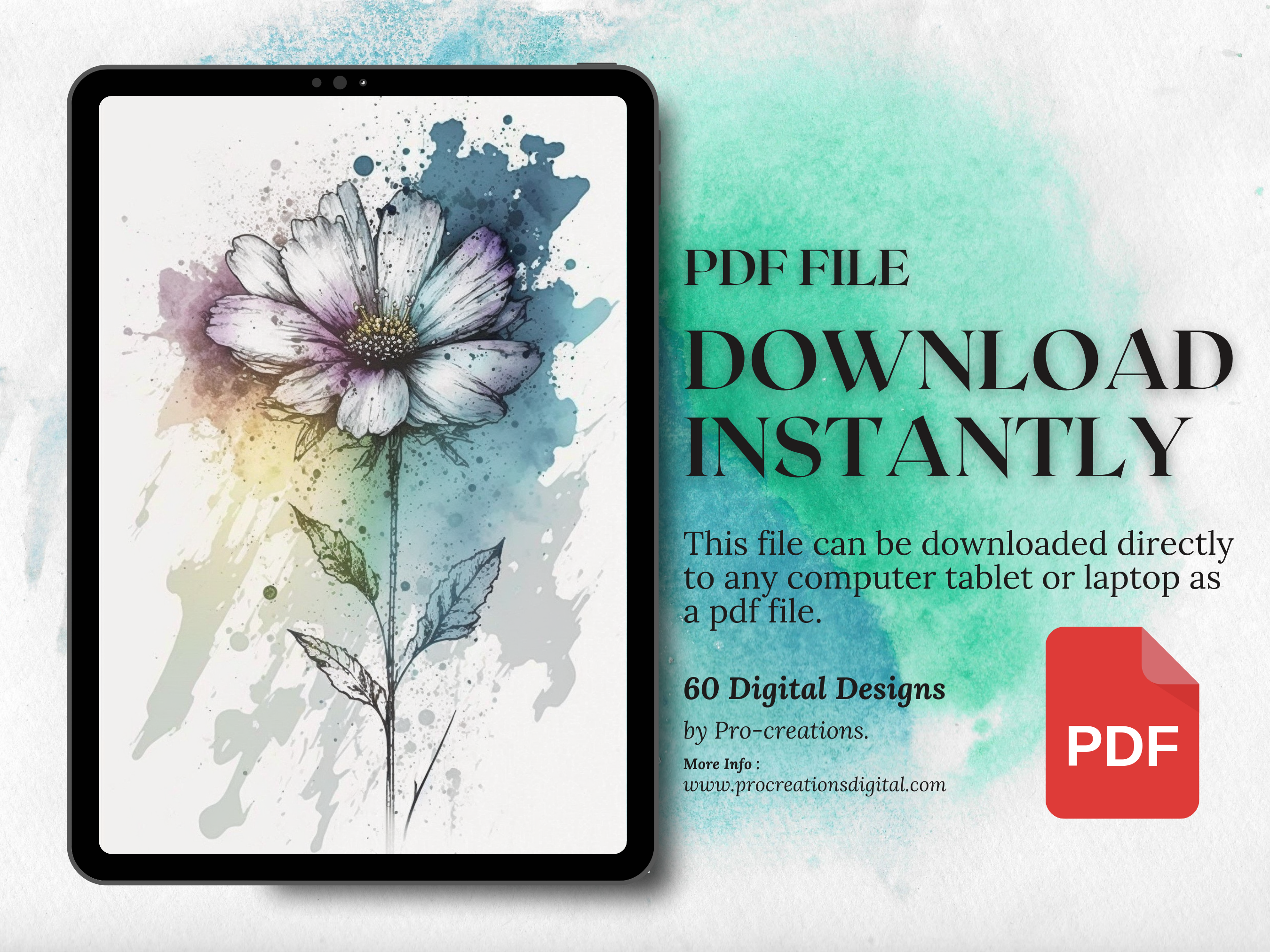 Diseños de tatuajes de acuarela de flores | Diseños de referencia en PDF para tatuajes