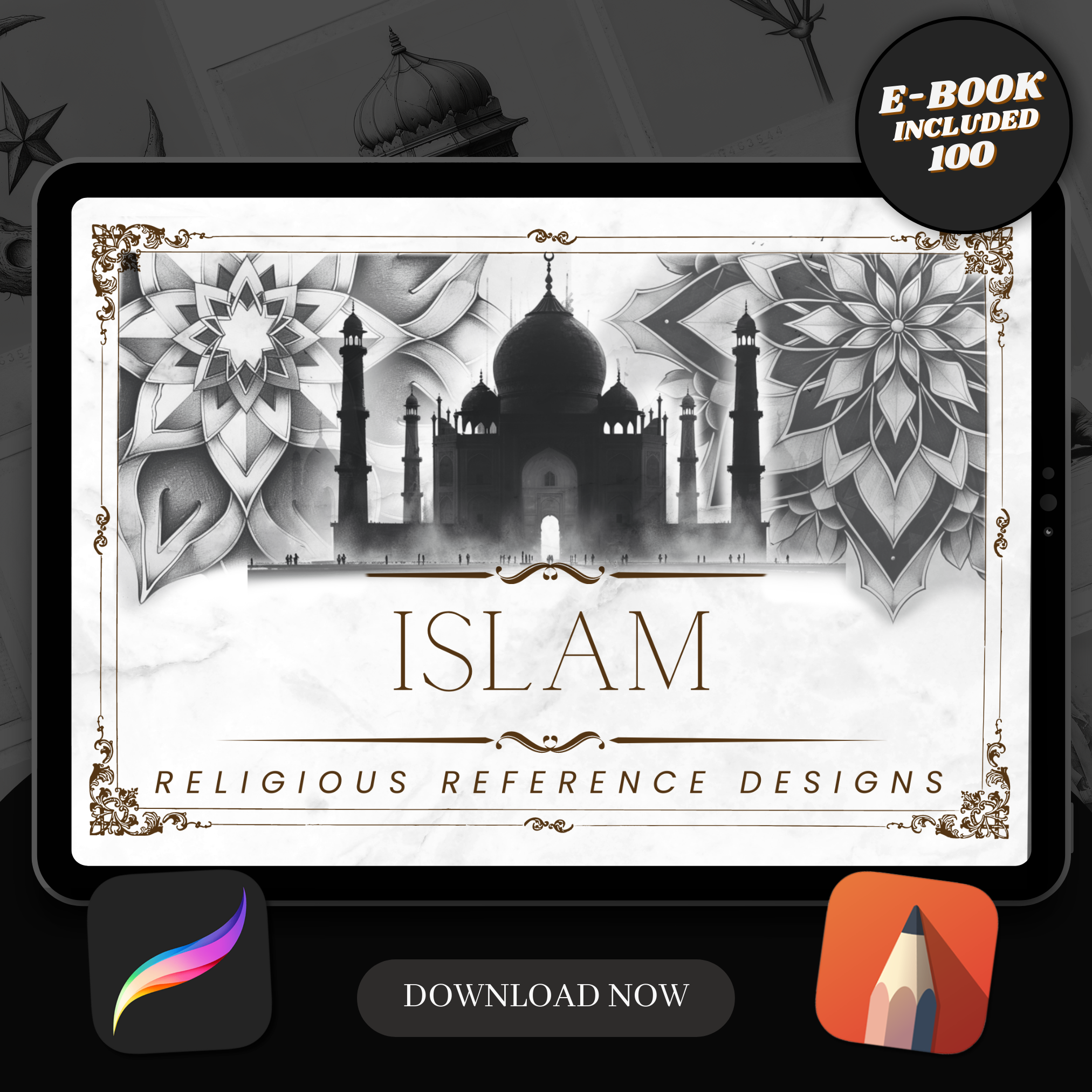 Colección de diseño digital Islam: 100 imágenes de Procreate y Sketchbook