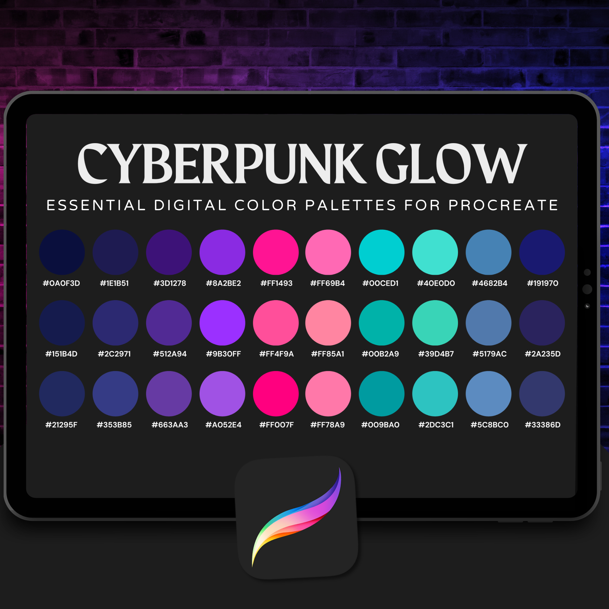 Cyberpunk Glow Color Palette for Procreate