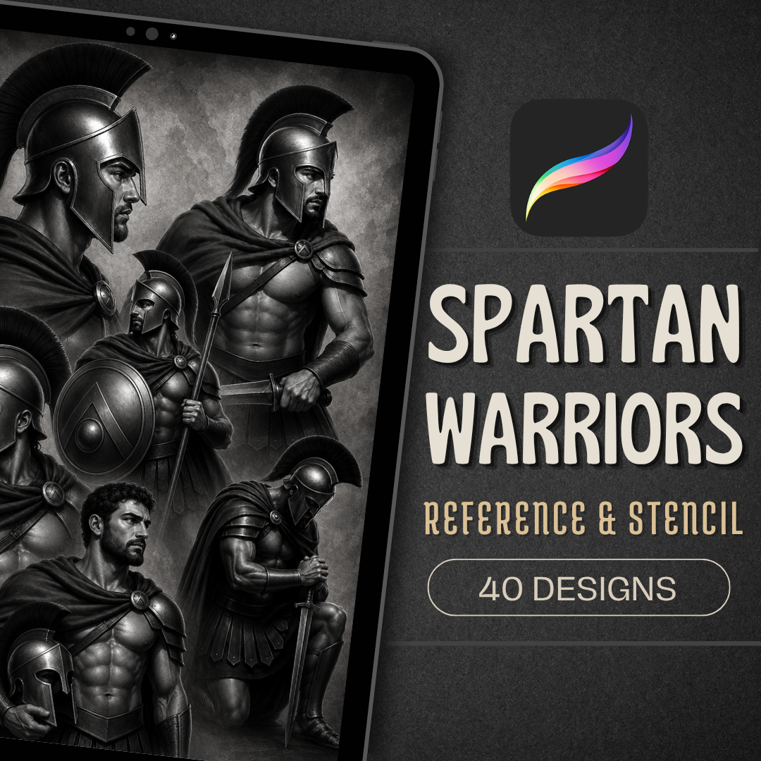 Spartan Warriors Procreate tattoo brush stamp set — design 1