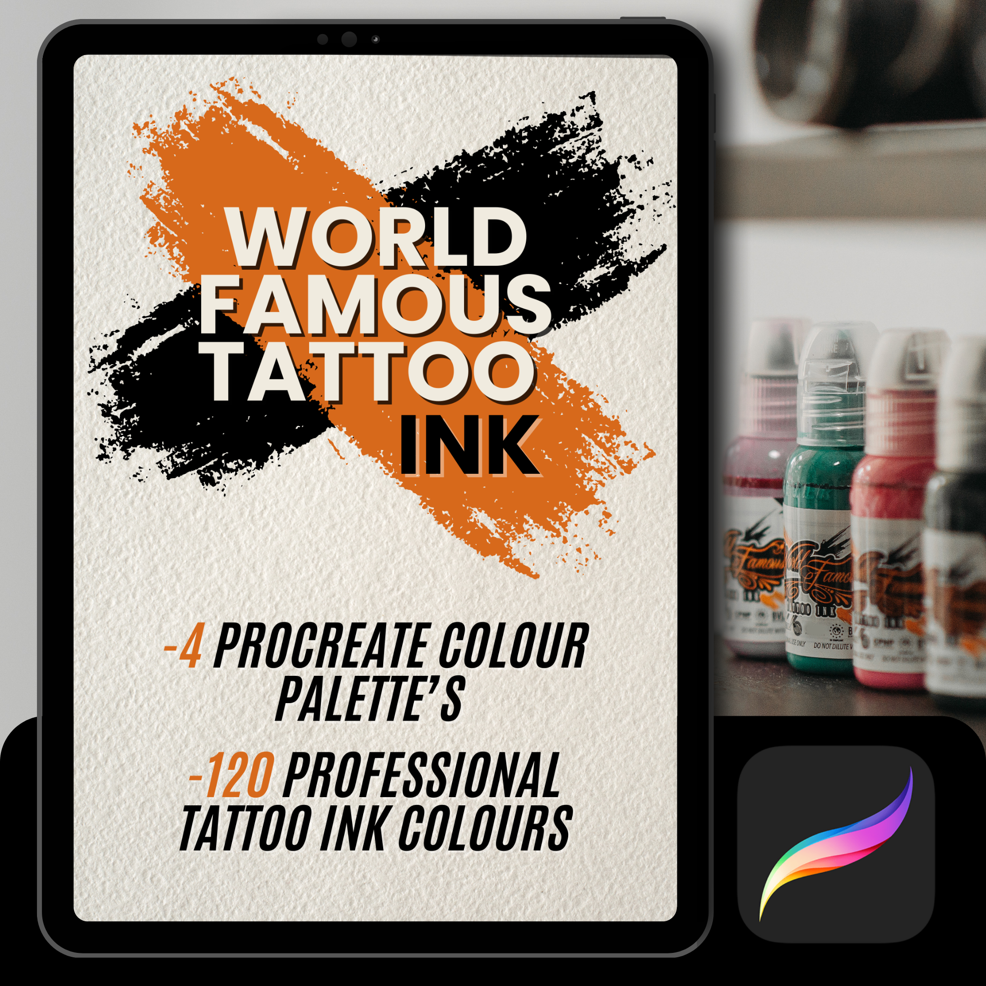 World Famous Ink Procreate Palette – 120 Stunning Tattoo Colors