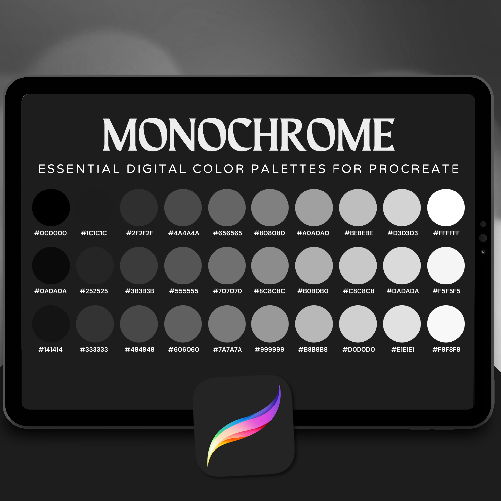 Monochrome Color Palette for Procreate