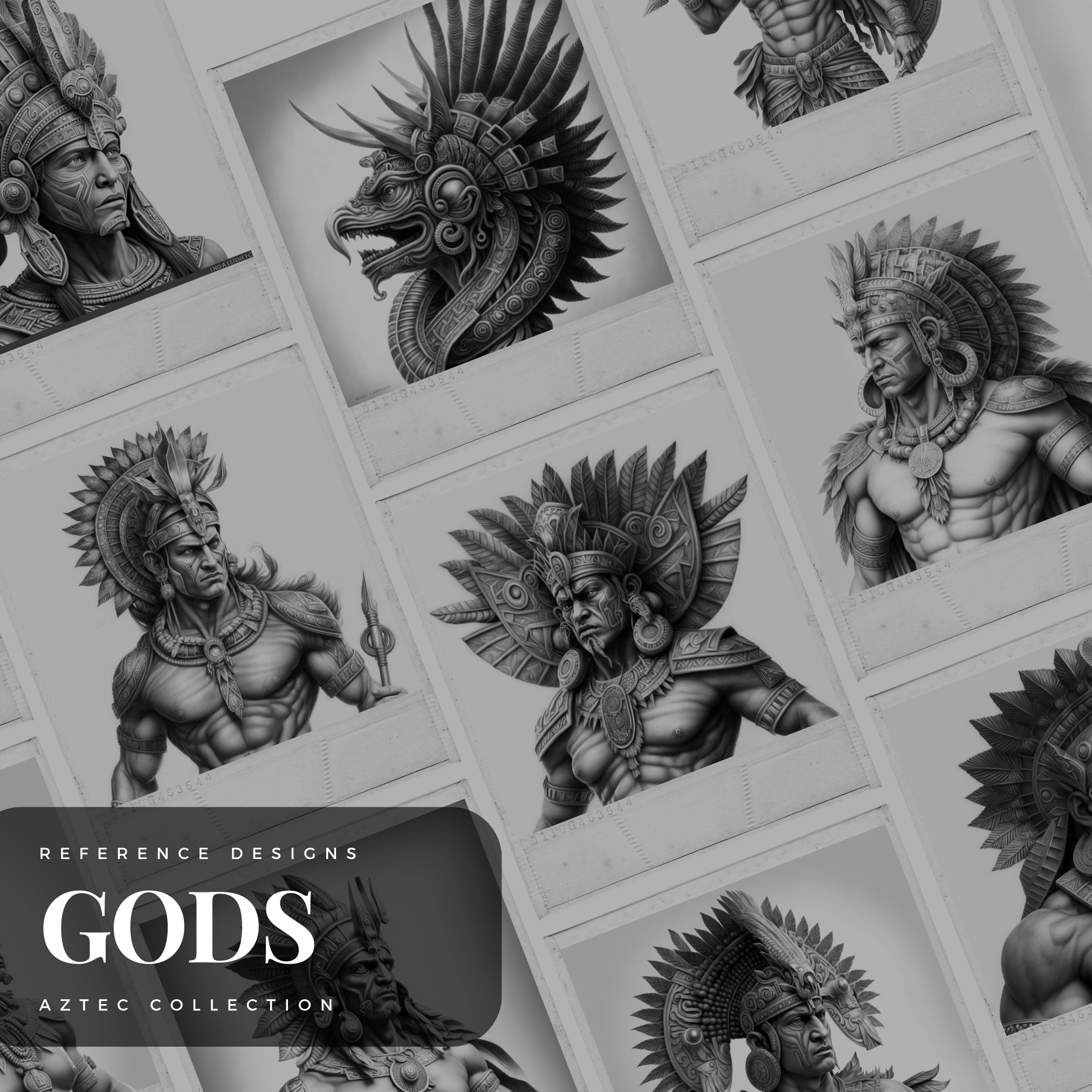 Colección de diseño digital de dioses aztecas: 50 imágenes de Procreate y Sketchbook