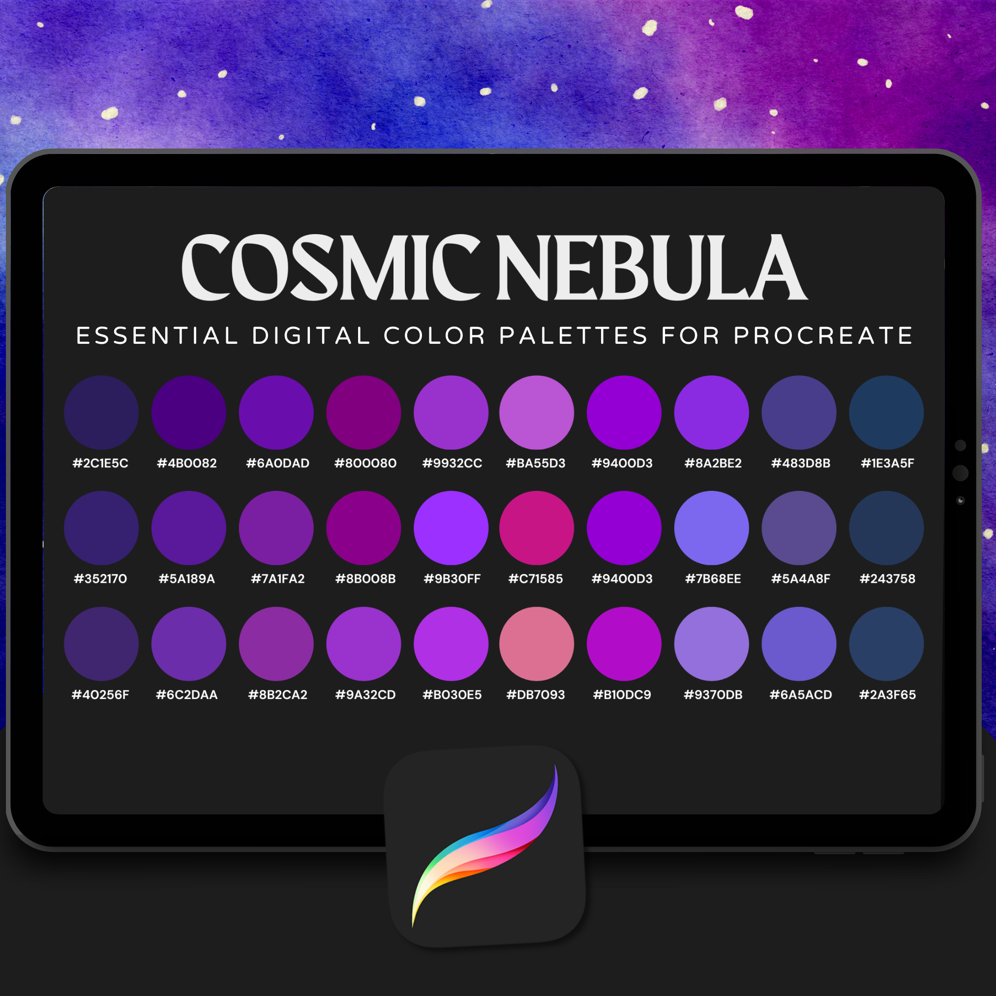 Cosmic Nebula Color Palette for Procreate