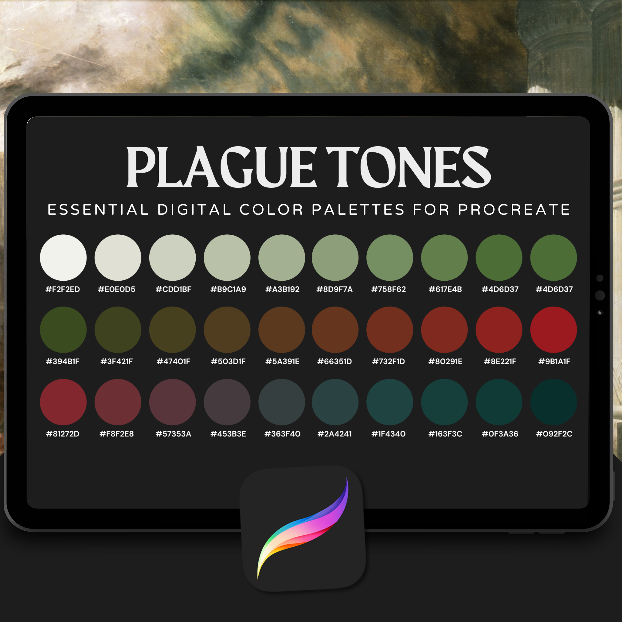 Plague Tones Color Palette for Procreate – Diseased Gothic Hues + Hex Chart