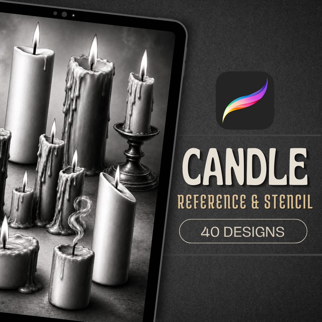 Candles Procreate tattoo brush stamp set — design 1
