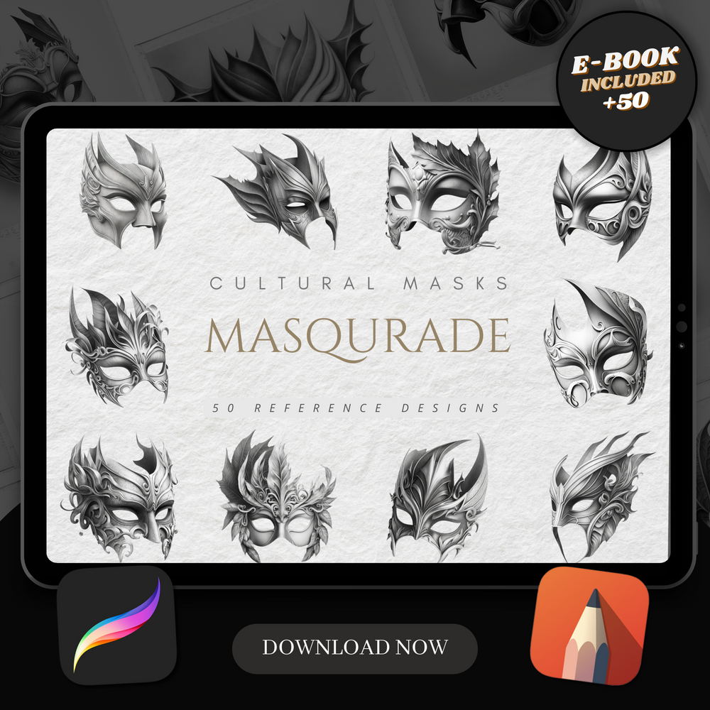 Masquerade Mask Tattoo Reference Pack