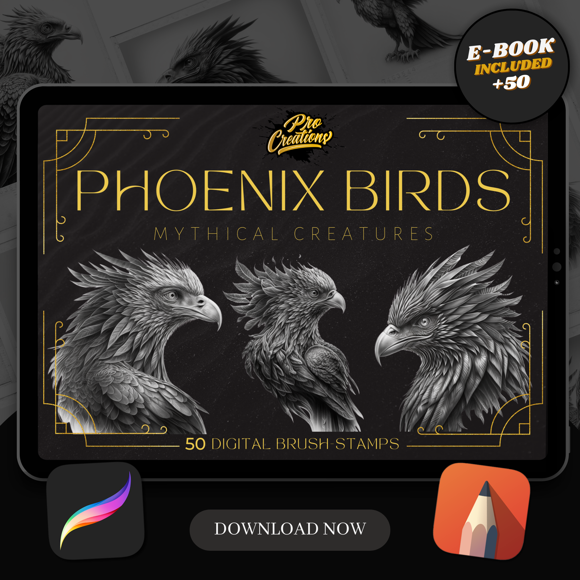 Phoenix Digital Design Collection: 50 Procreate & Sketchbook Images