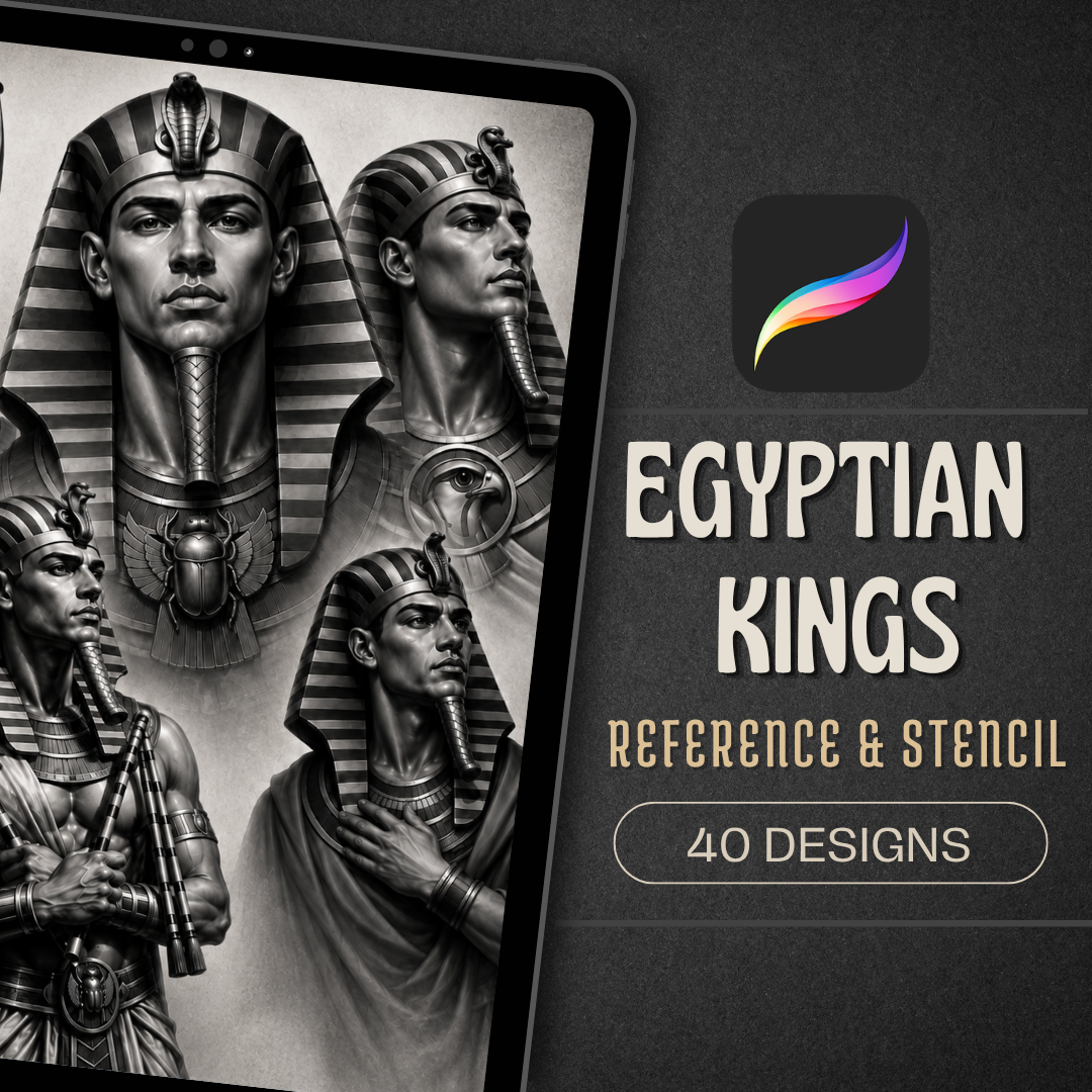 Egyptian Kings Procreate tattoo brush stamp set — design 1